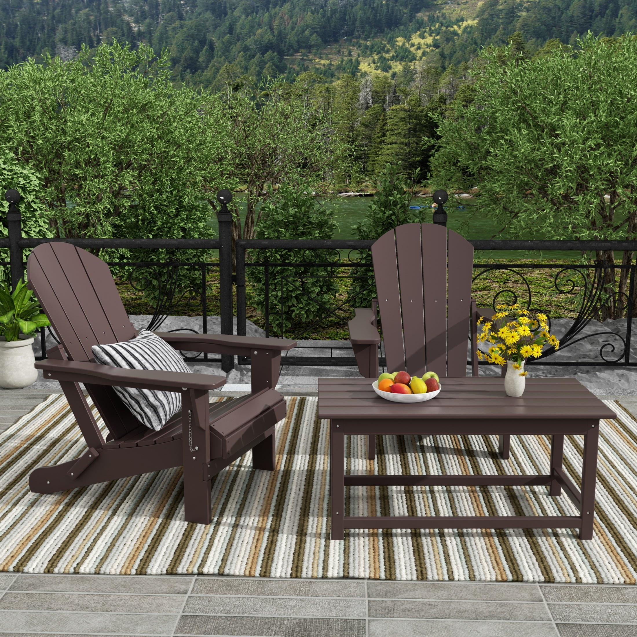 Paradise Westintrends 3-Piece set Outdoor / Patio Poly Adirondack chair set with a Coffee table ( 2 seater )