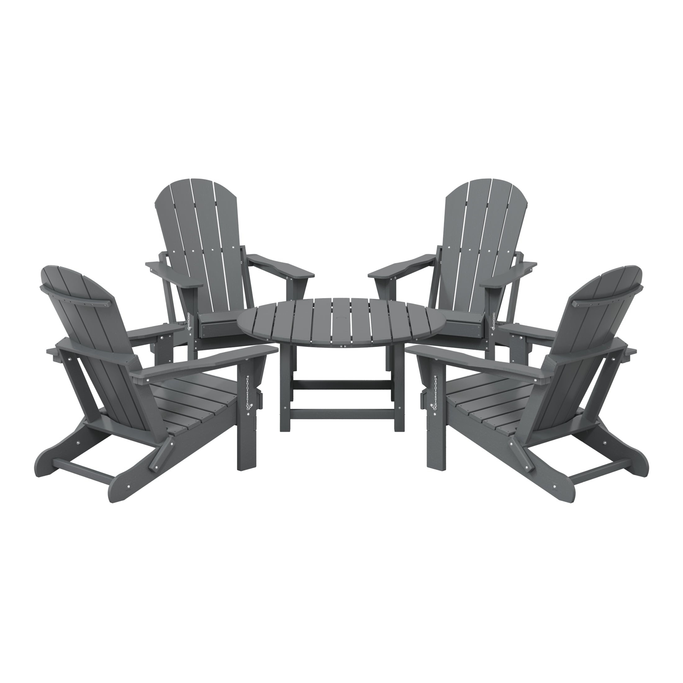 Paradise 5-Piece HDPE Folding Adirondack Chair Outdoor Patio Conversation Set