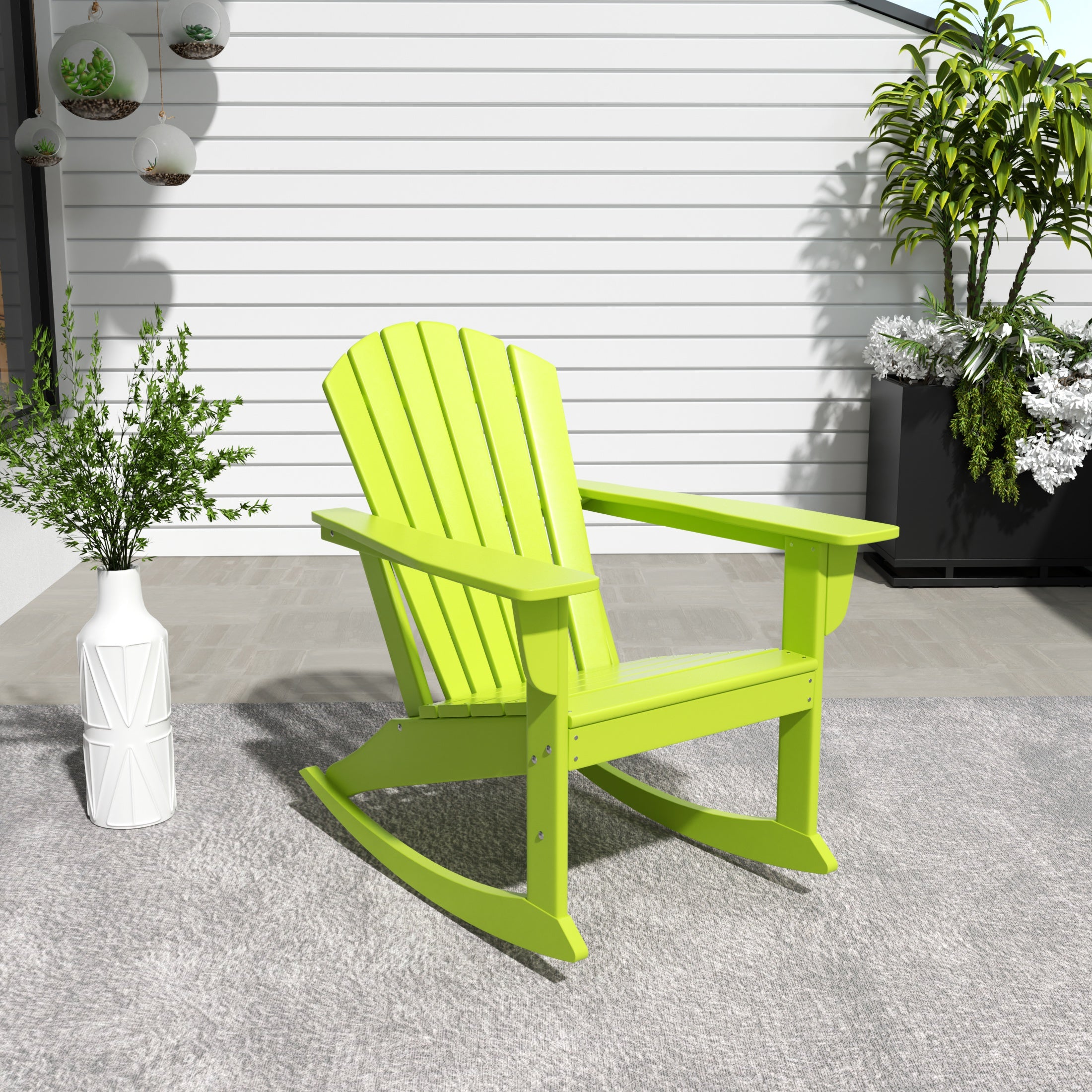 Portside Dylan Outdoor Patio Poly Plastic Adirondack Rocking Chair