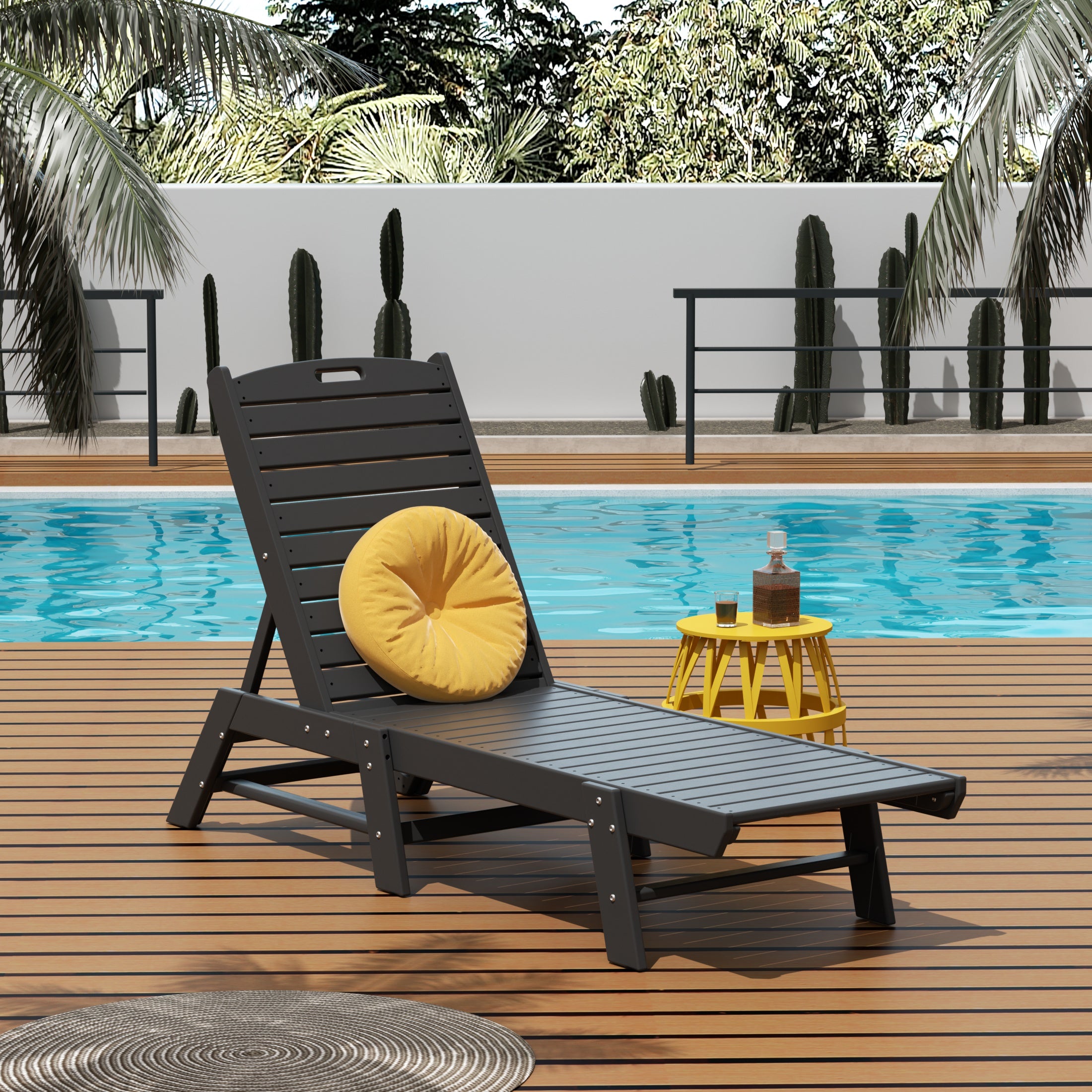 Paradise Malibu Poly Reclining Outdoor Patio Chaise Lounge Chair Adjustable