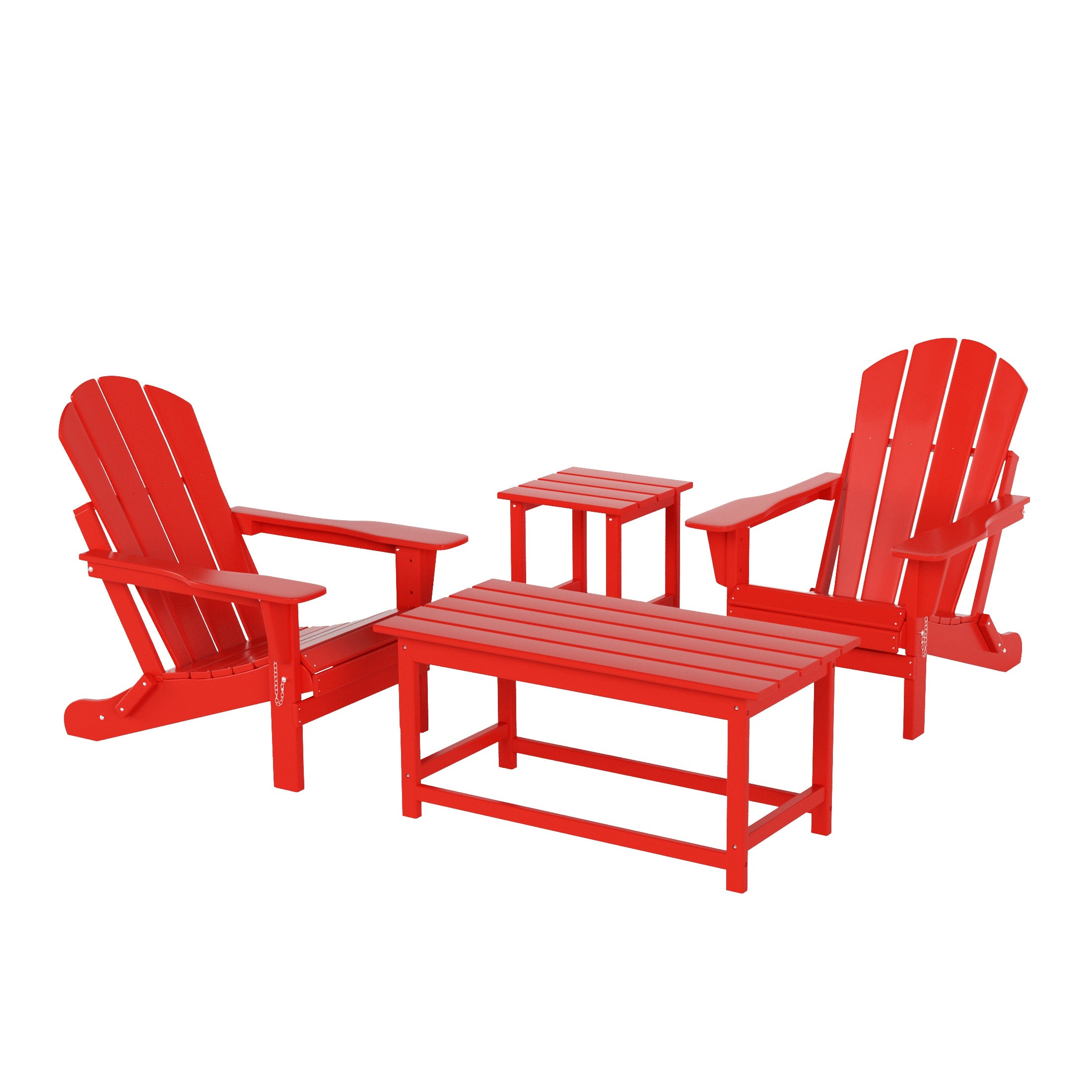 Paradise Westintrends 4-Piece set Outdoor / Patio Poly Adirondack chairs with a Coffee and a side table ( 2 seater )