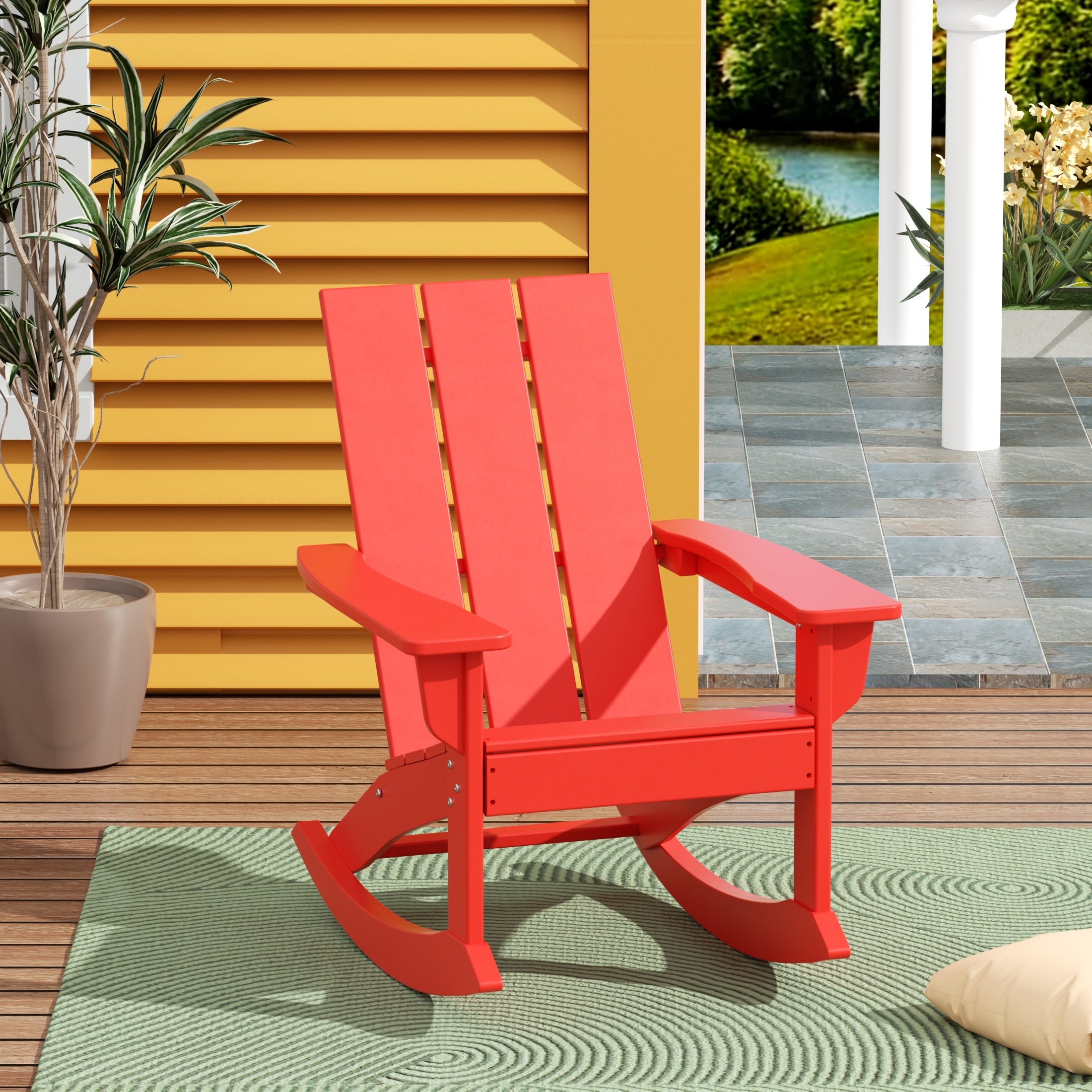 Palms Ashore Outdoor Patio Modern Adirondack Rocking Chair