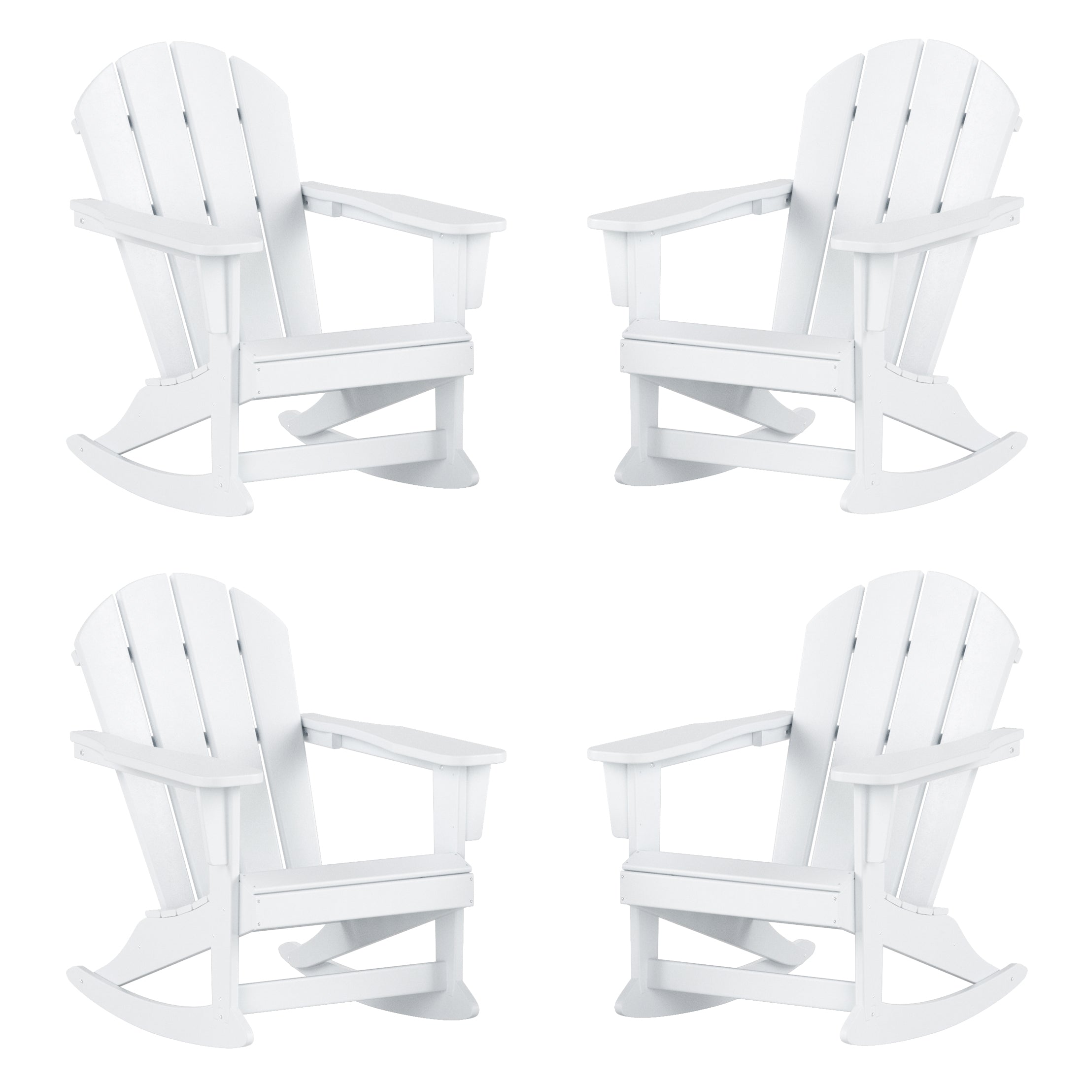 Paradise Malibu Outdoor Patio Porch Rocking Adirondack Chair (Set of 4)