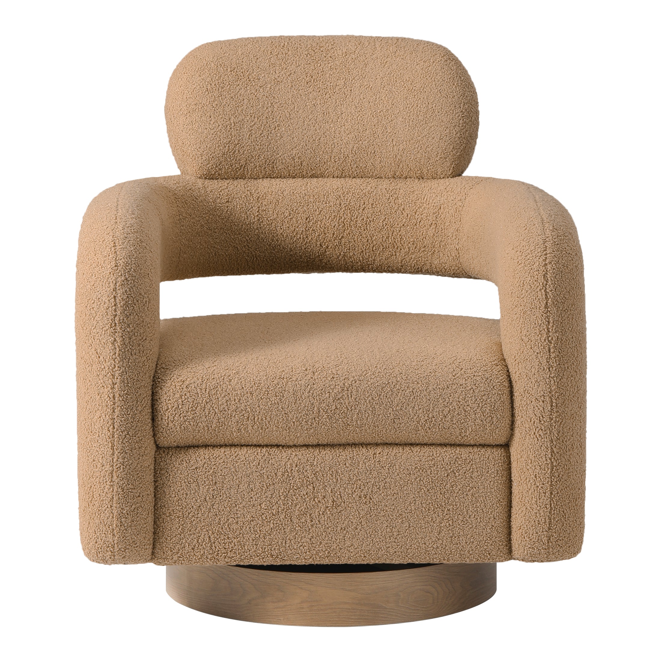 Celine Mid-Century Modern Round Sherpa Swivel Barrel Accent Chair