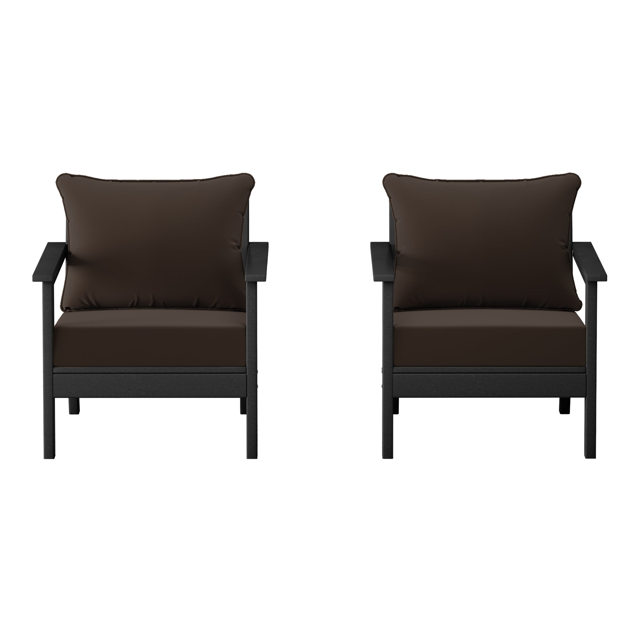 Portsmouth Outdoor Modern HDPE Patio Club Chairs with Deep Seating Patio Cushions (Set of 2)