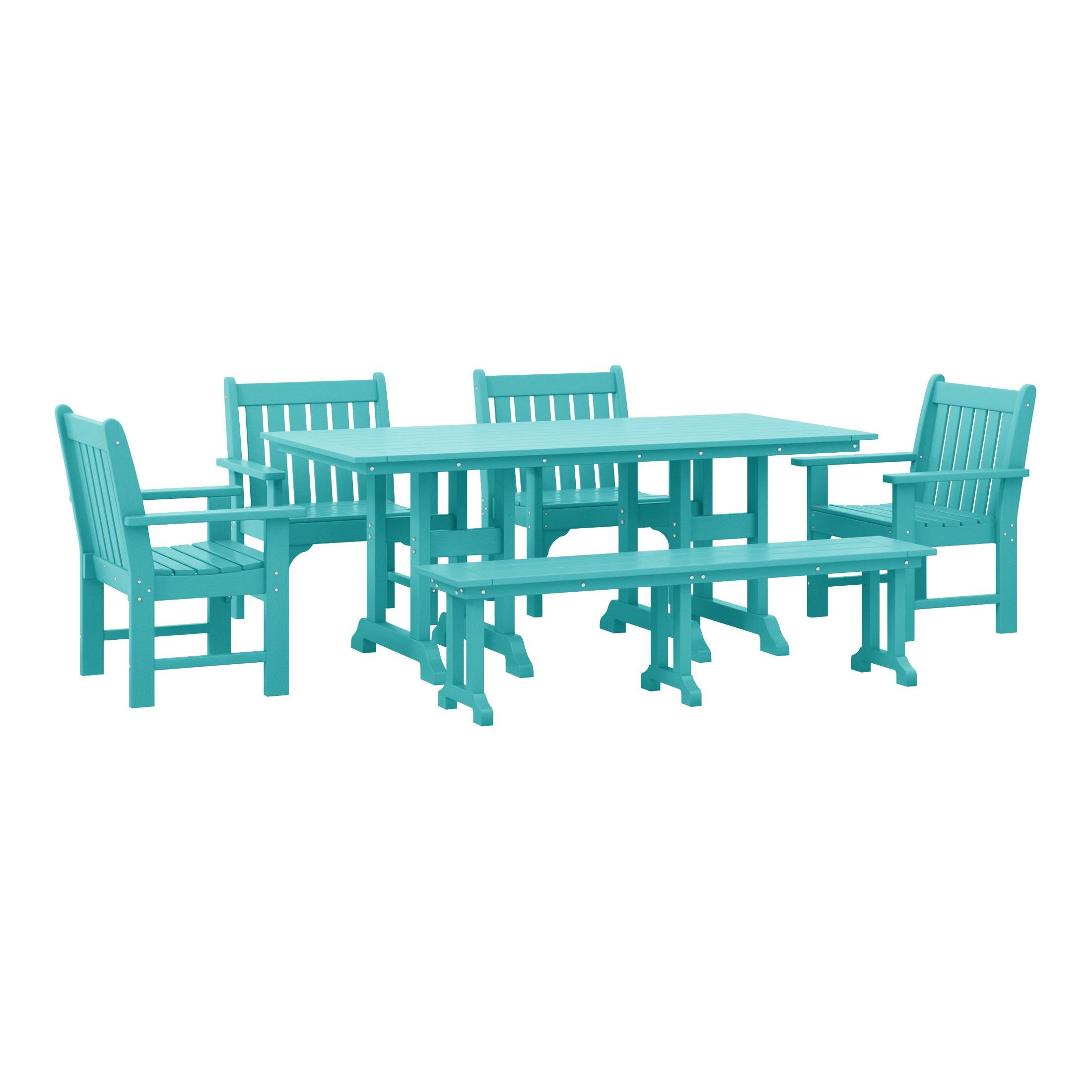 Paradise 6-Piece HDPE Outdoor Rectangular Dining Patio Table and Chairs Set