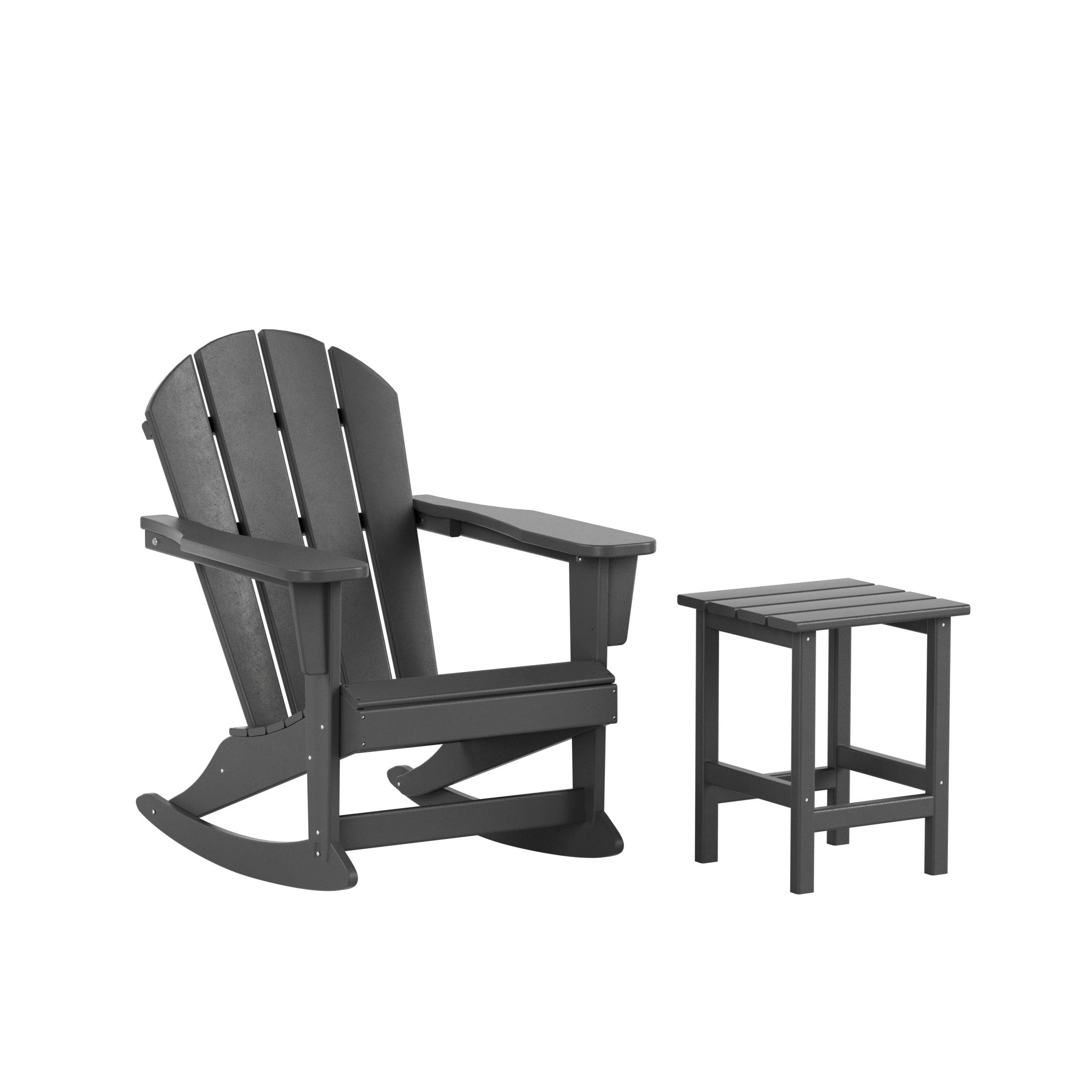 Paradise Malibu Outdoor Patio Rocking Adirondack Chairs with Side Table Set