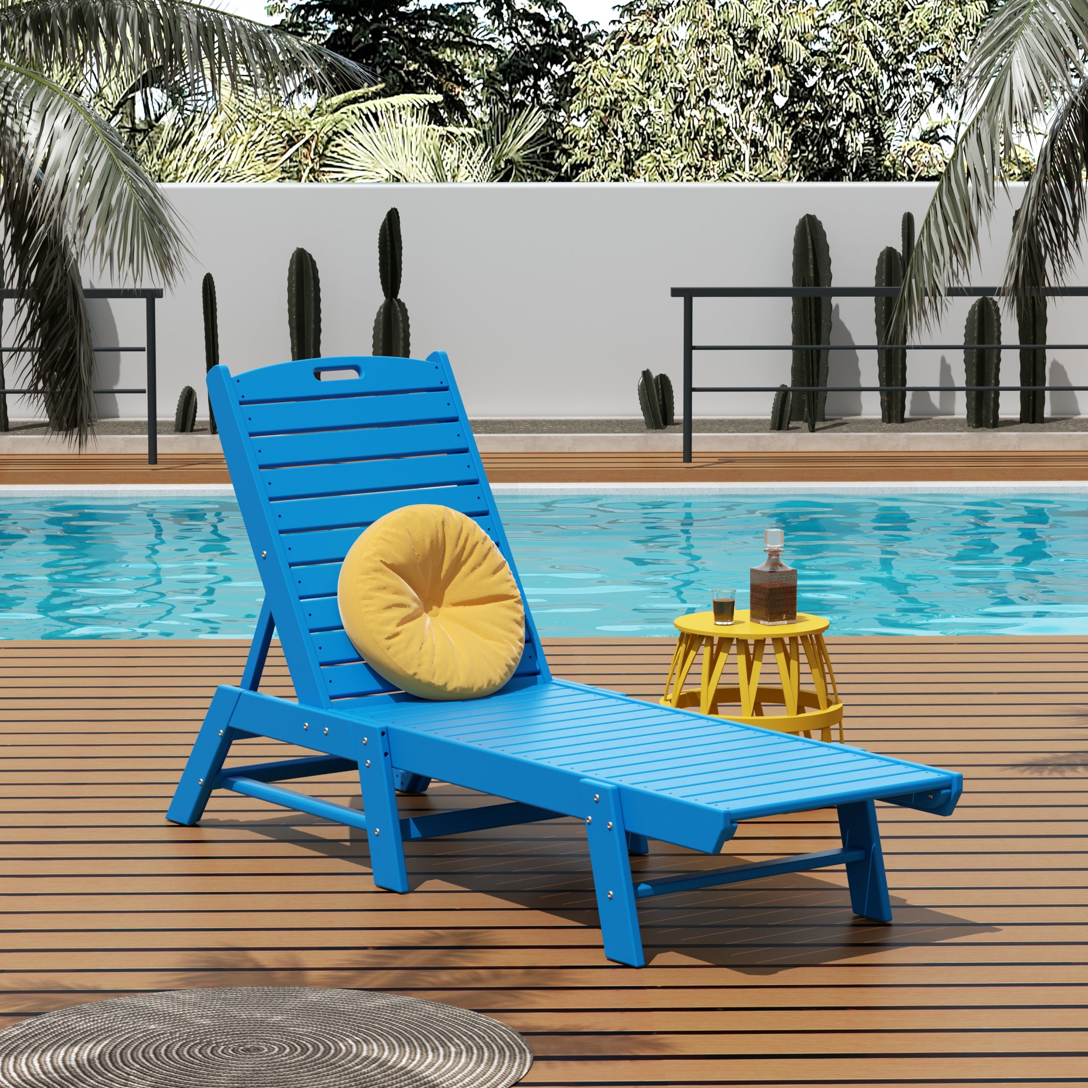 Paradise Malibu Poly Reclining Outdoor Patio Chaise Lounge Chair Adjustable