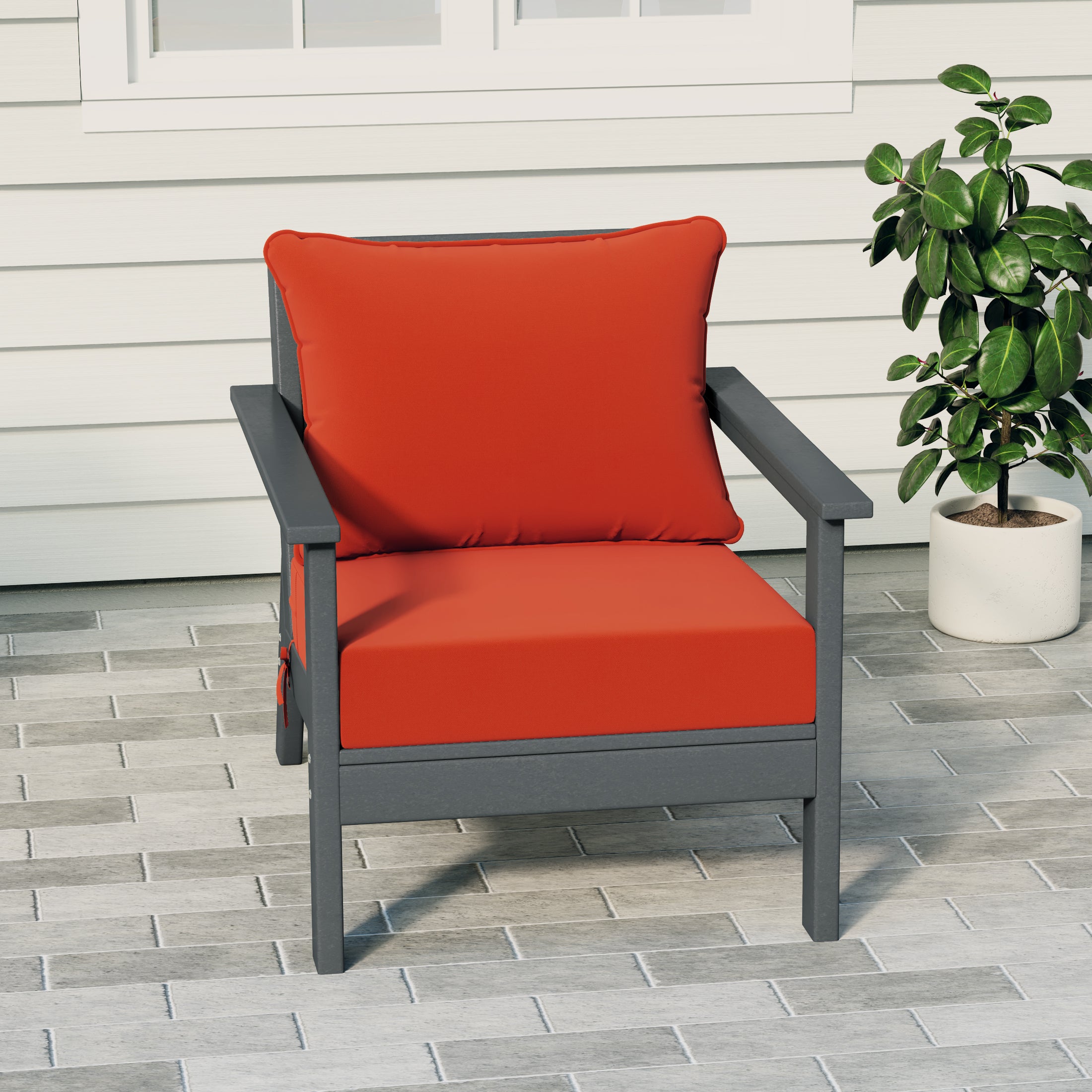 Portsmouth Modern Outdoor HDPE Patio Club Chair with Deep Seat Cushions