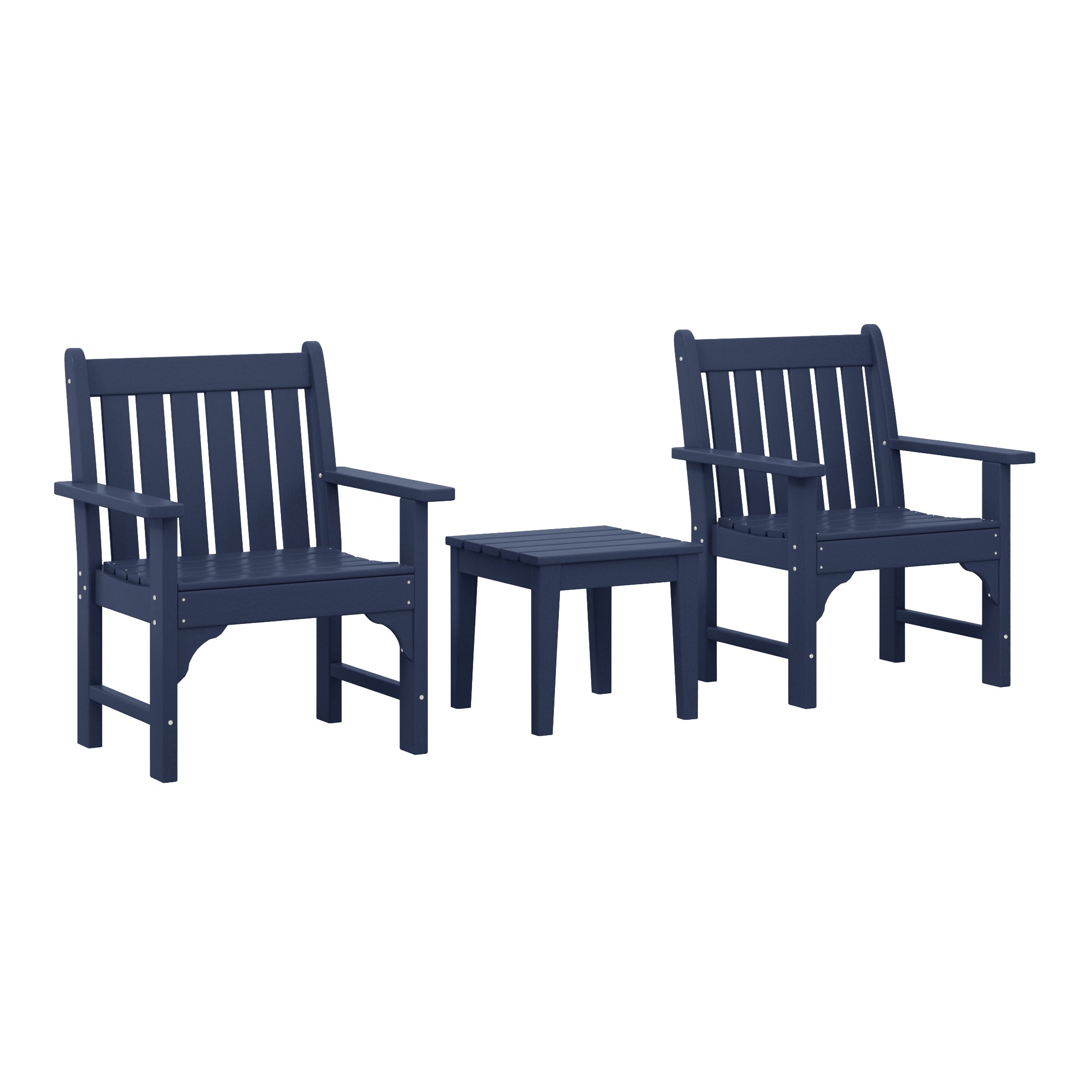 Paradise Outdoor Patio 3-Piece HDPE Adirondack Garden Chairs with Square Adirondack Side Table Set