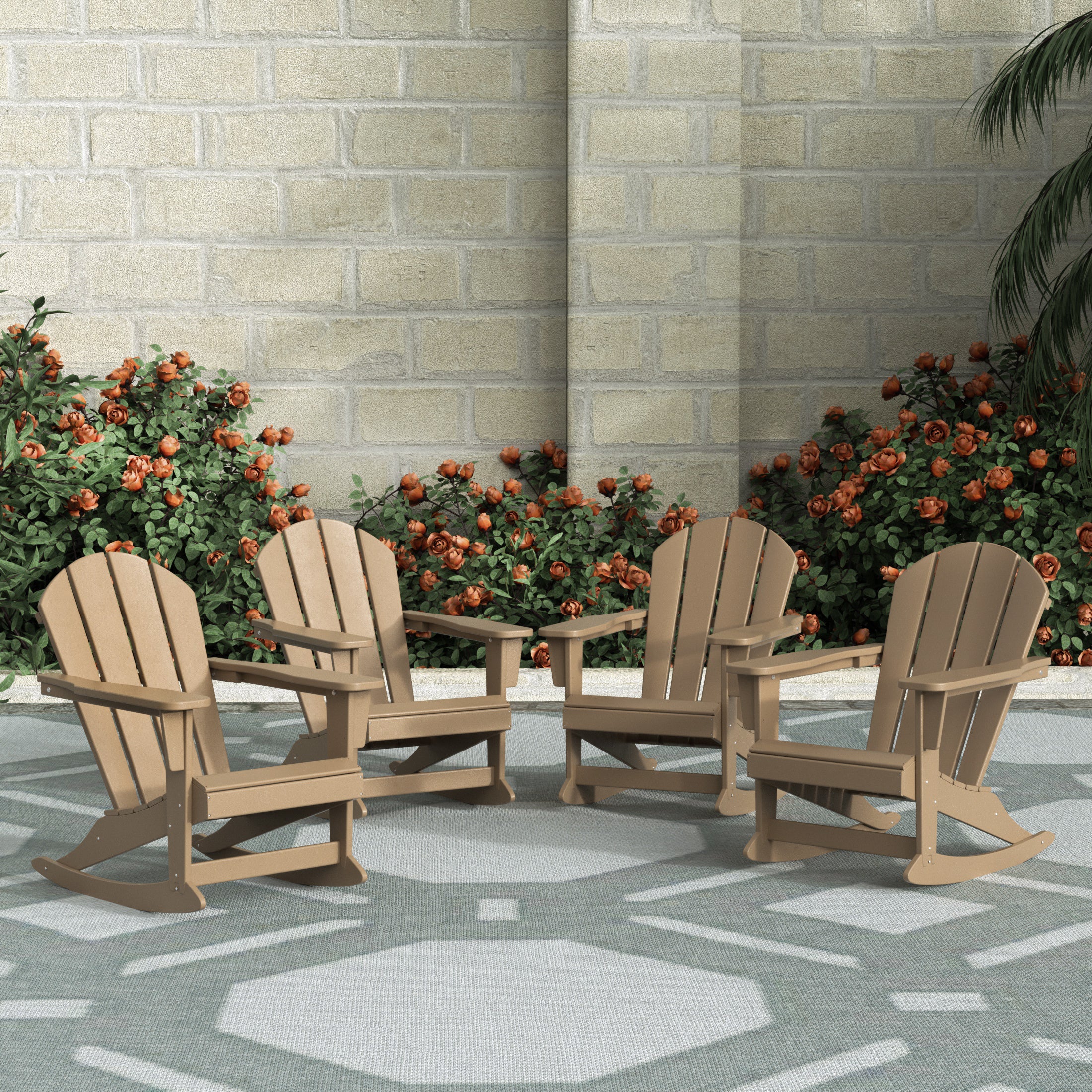 Paradise Malibu Outdoor Patio Porch Rocking Adirondack Chair (Set of 4)