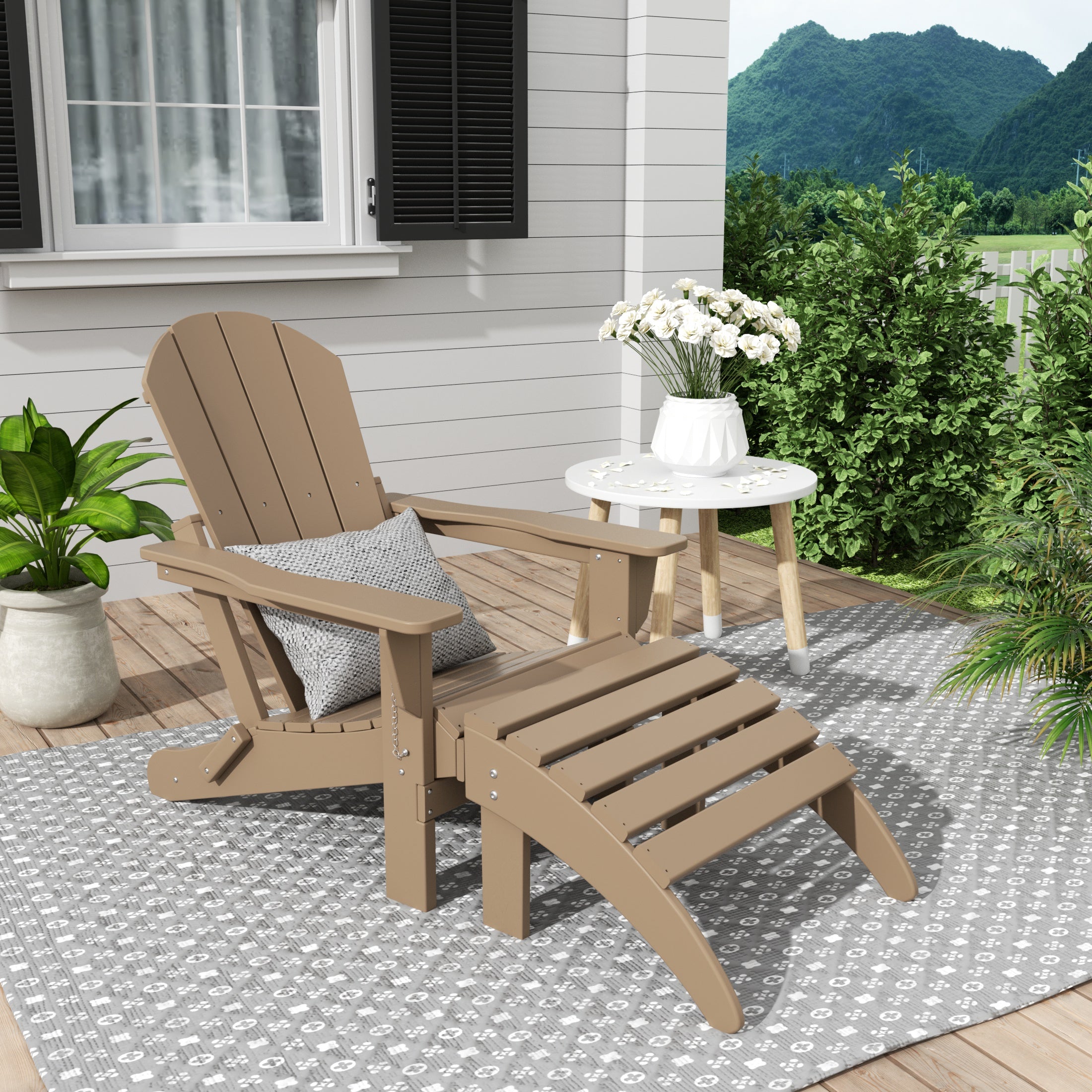 Paradise Westintrends 2 piece set classic Adirondack chair with ottoman (1 seater)