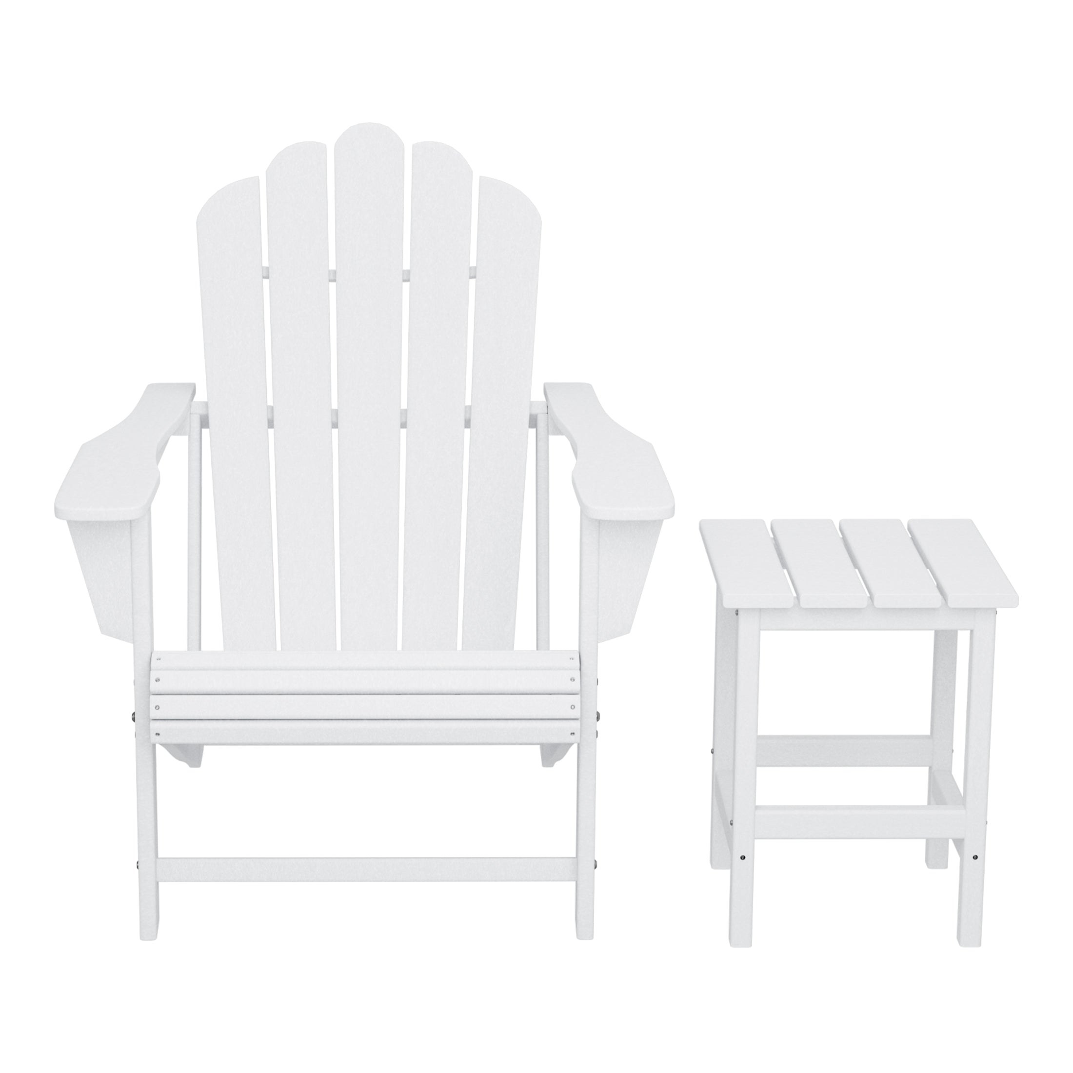 Lakeview Outdoor Patio HDPE Adirondack Chair With Cup Holder and Table Set