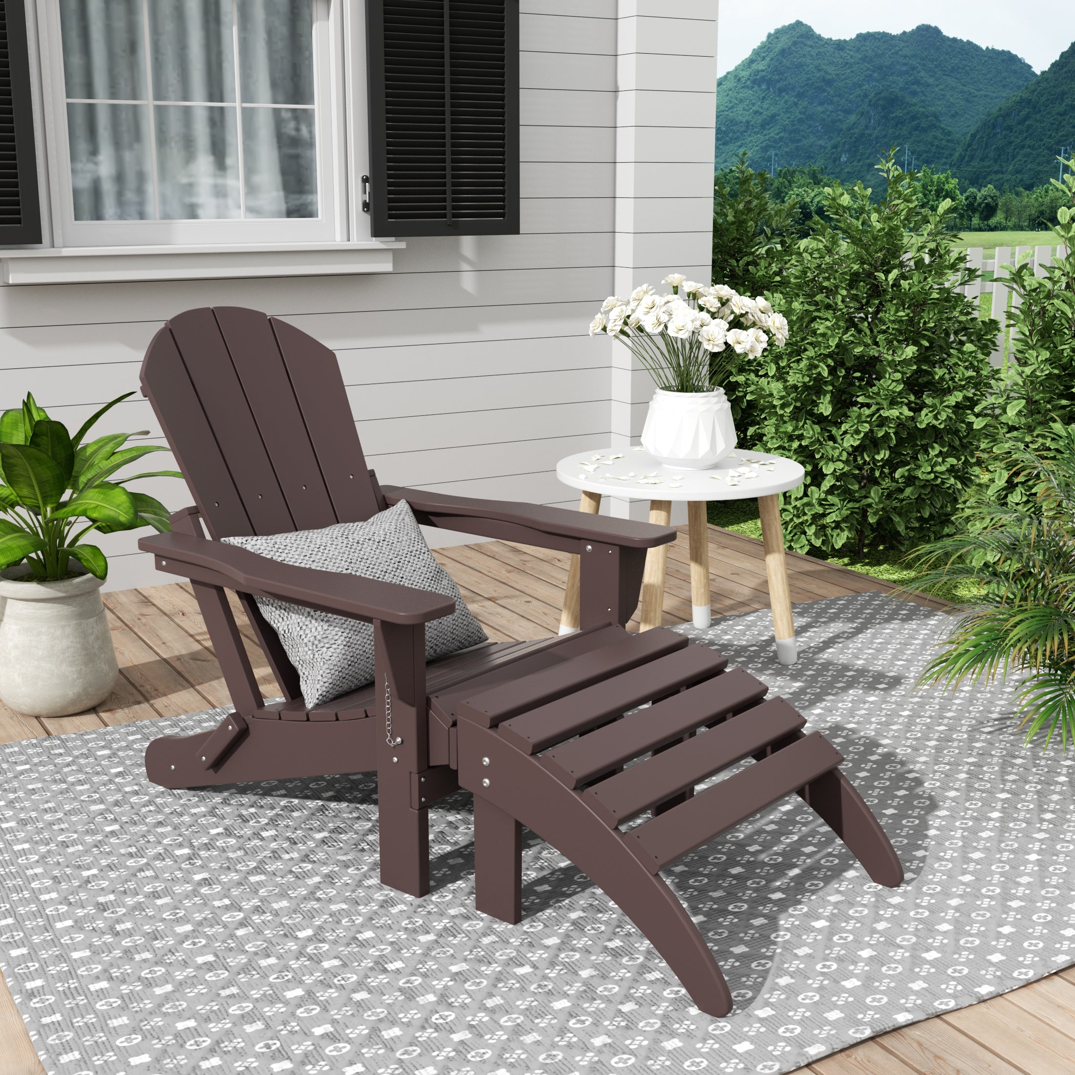 Paradise Westintrends 2 piece set classic Adirondack chair with ottoman (1 seater)