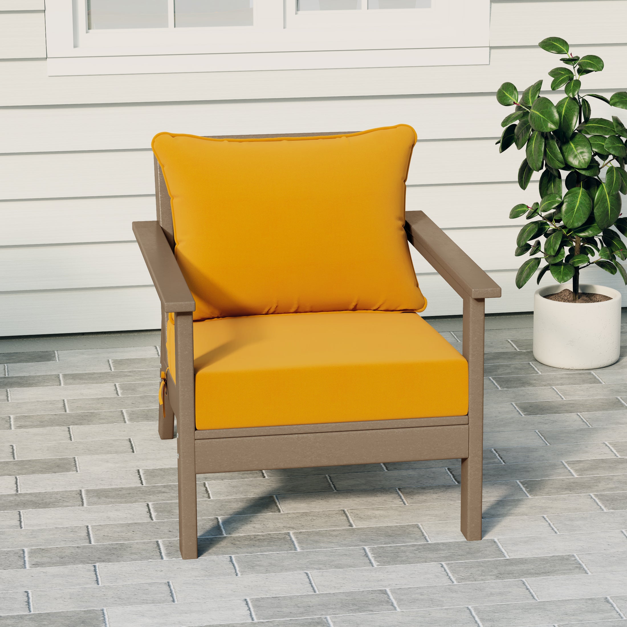 Portsmouth Modern Outdoor HDPE Patio Club Chair with Deep Seat Cushions