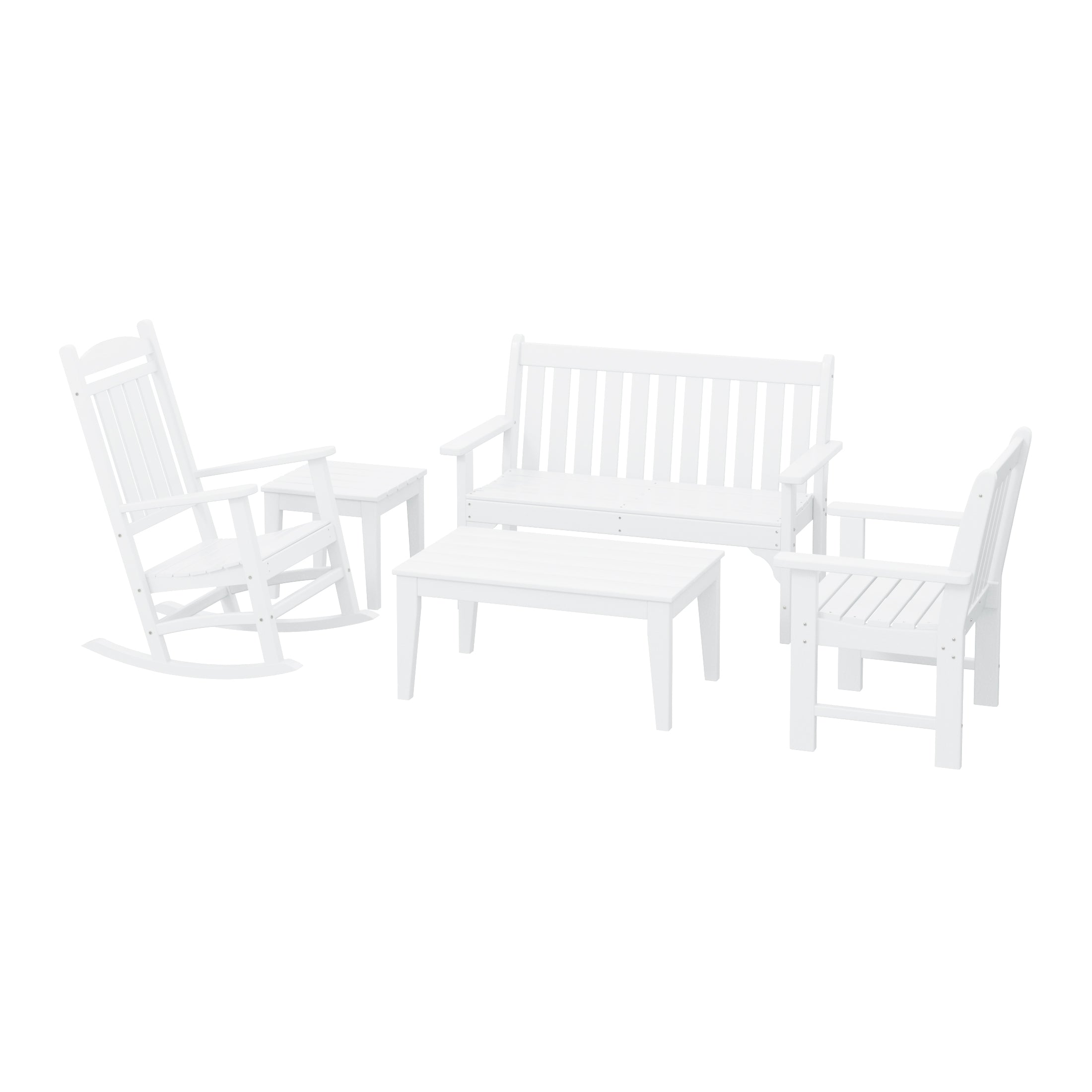 Paradise 5-Piece HDPE Outdoor Patio Furniture Sofa and Rocking Chair Set