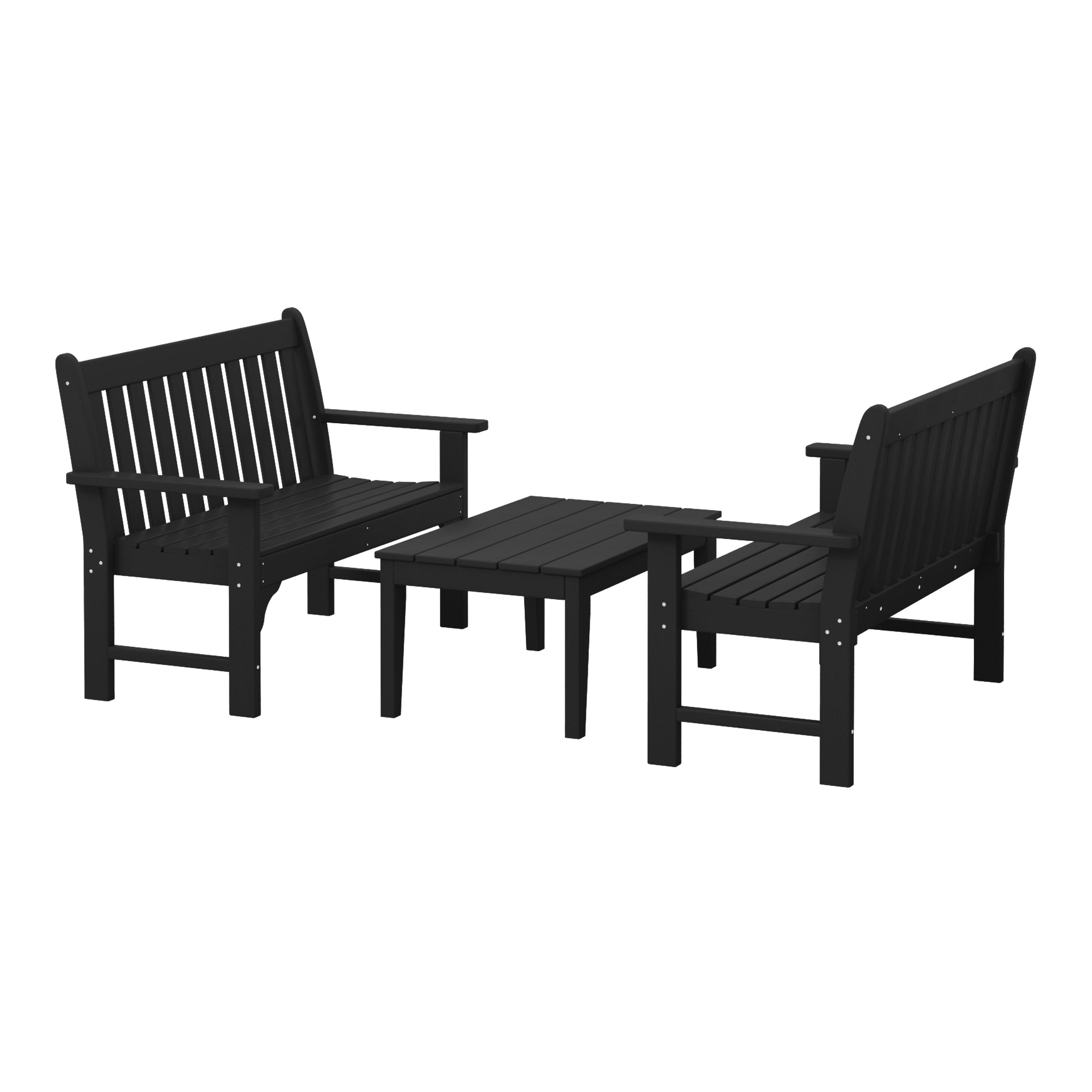 Paradise 3-Piece HDPE Outdoor Patio Furniture Bench and Coffee Table Set