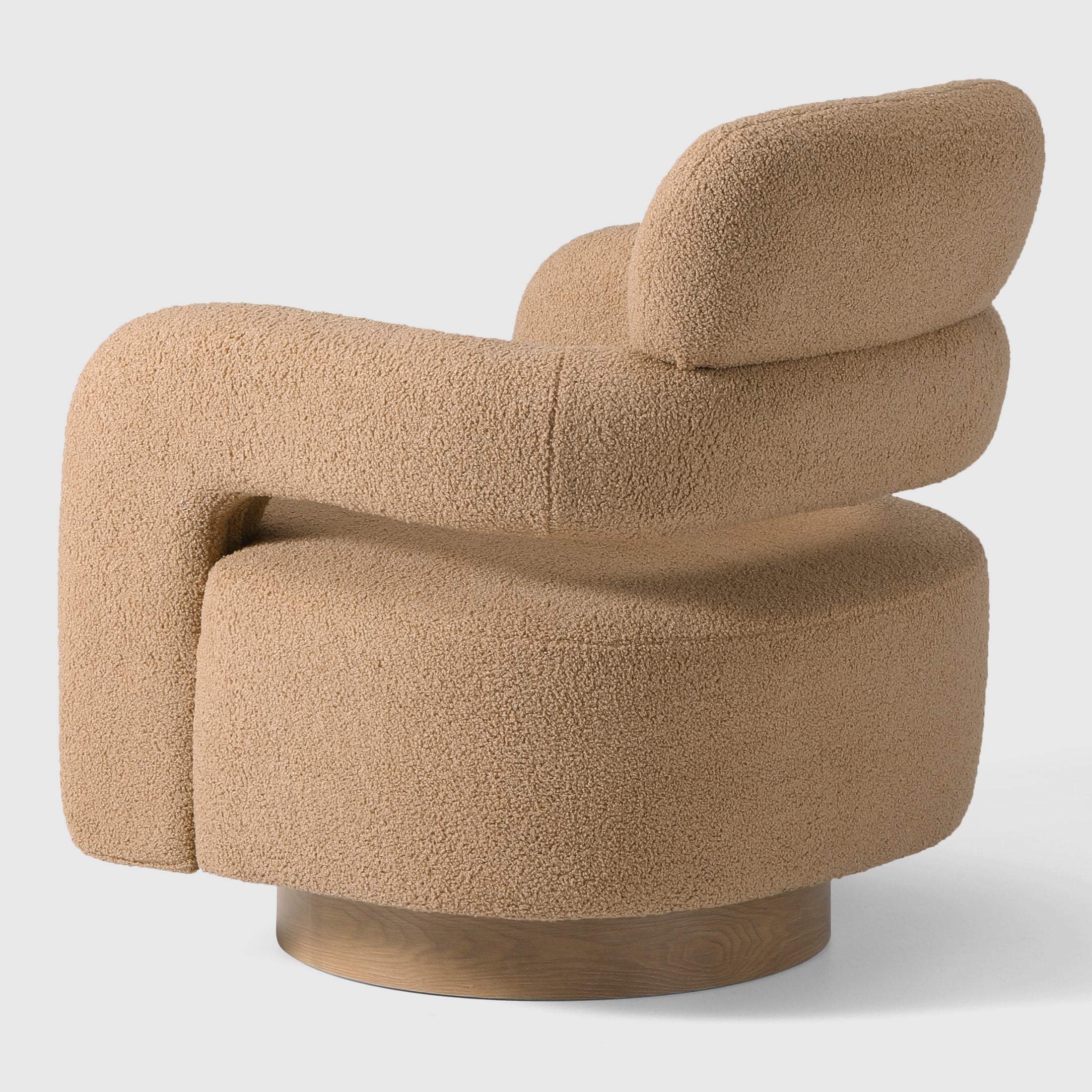 Celine Mid-Century Modern Round Sherpa Swivel Barrel Accent Chair