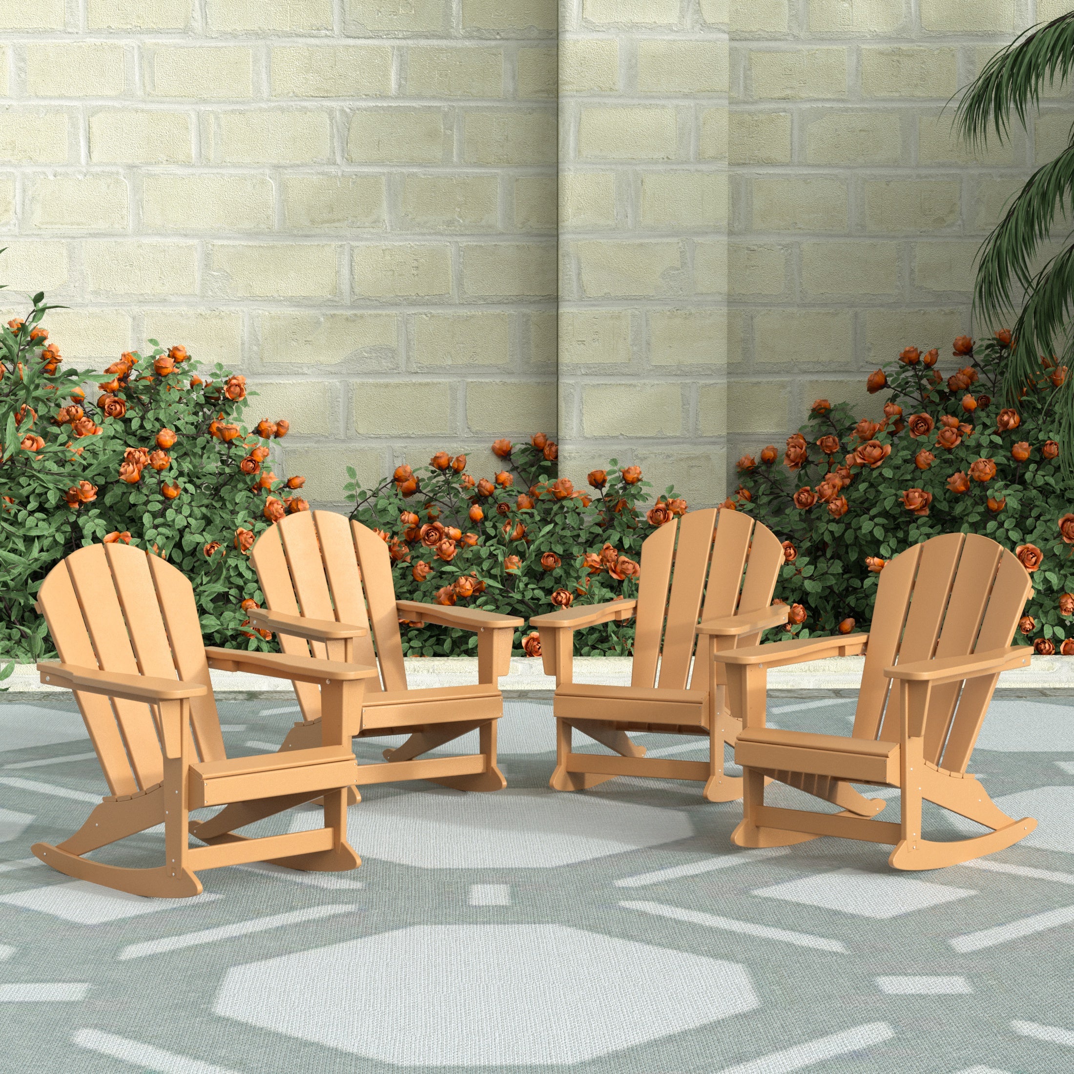 Paradise Malibu Outdoor Patio Porch Rocking Adirondack Chair (Set of 4)