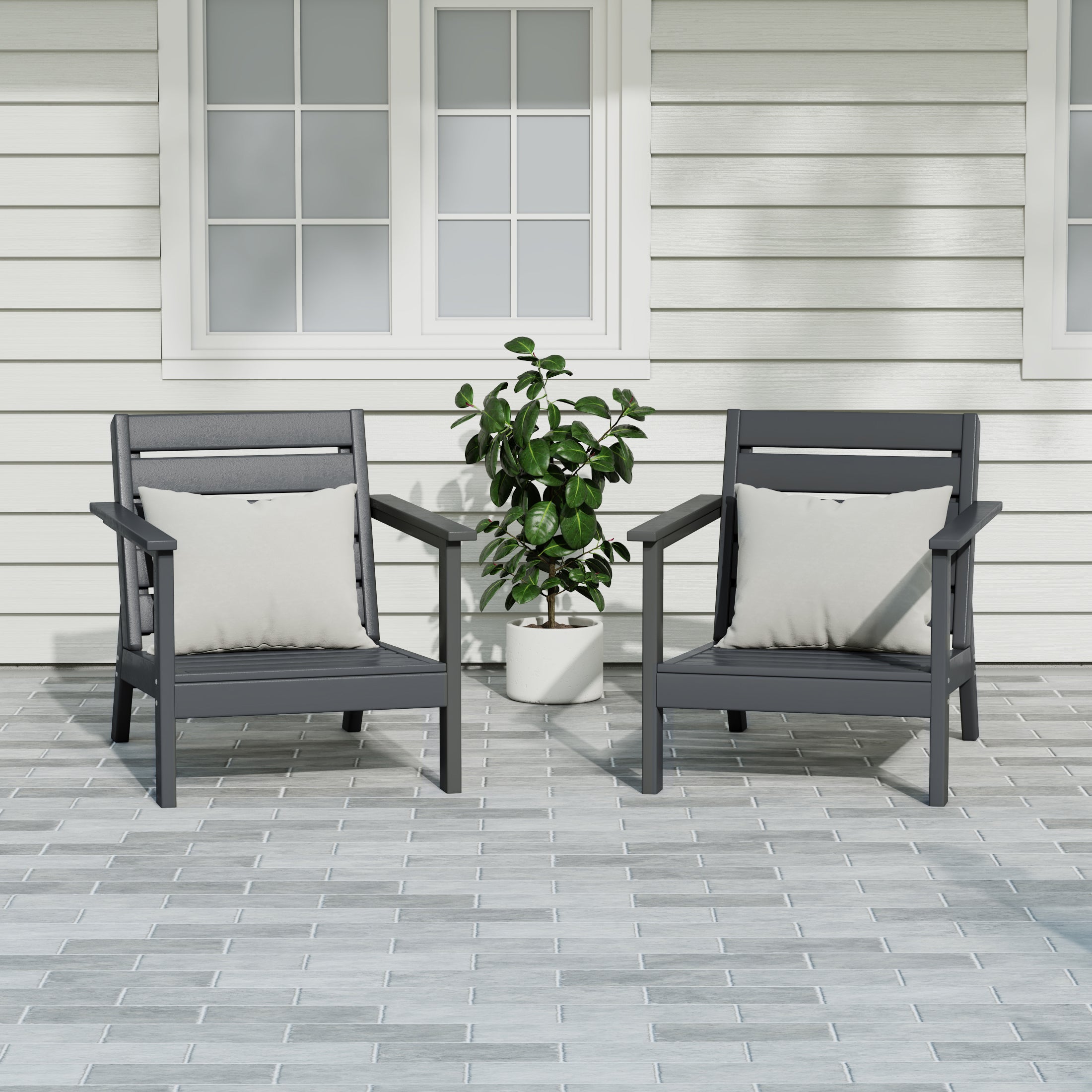 Portsmouth Outdoor Patio HDPE Deep Seating Modern Club Chair (Set of 2)