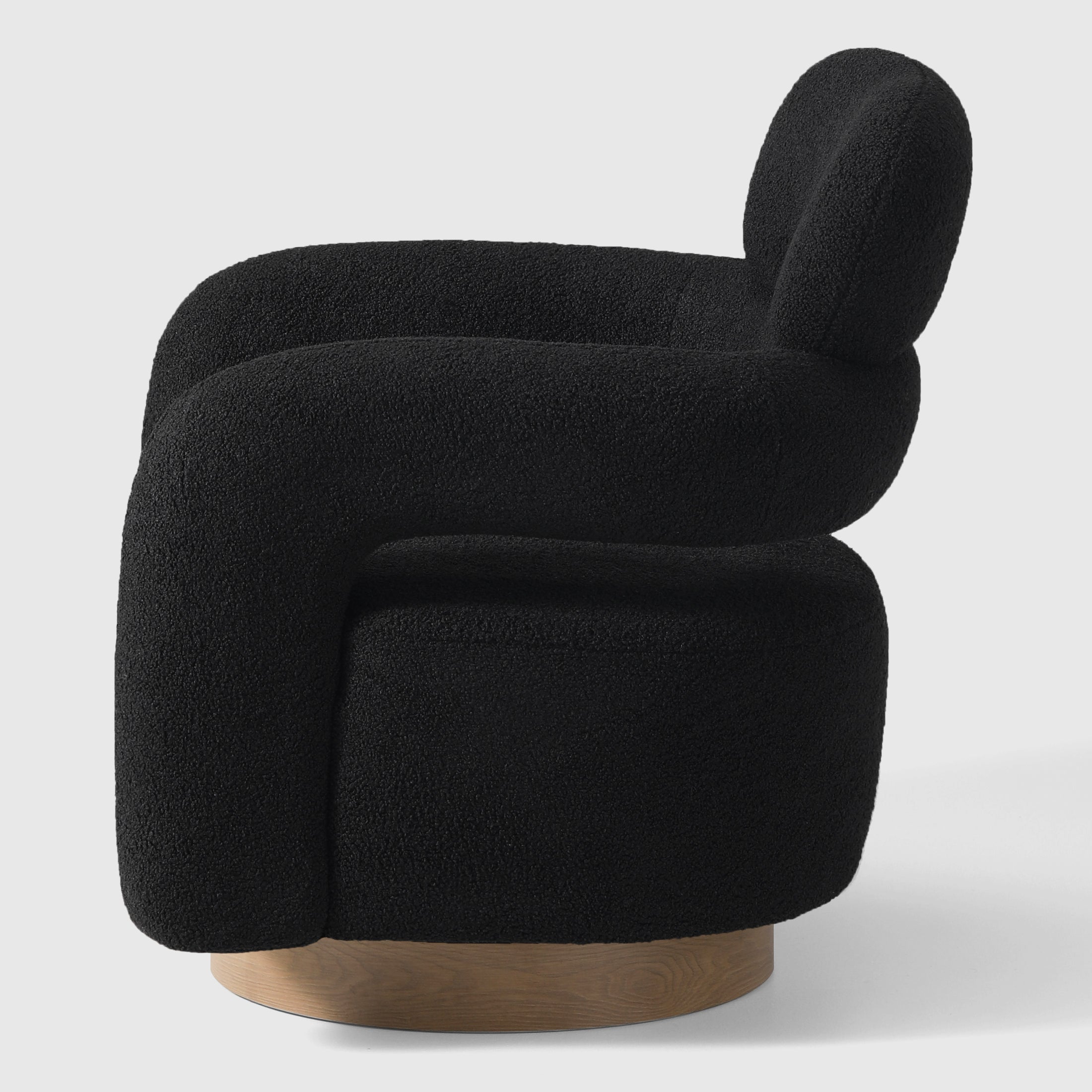 Celine Mid-Century Modern Round Sherpa Swivel Barrel Accent Chair