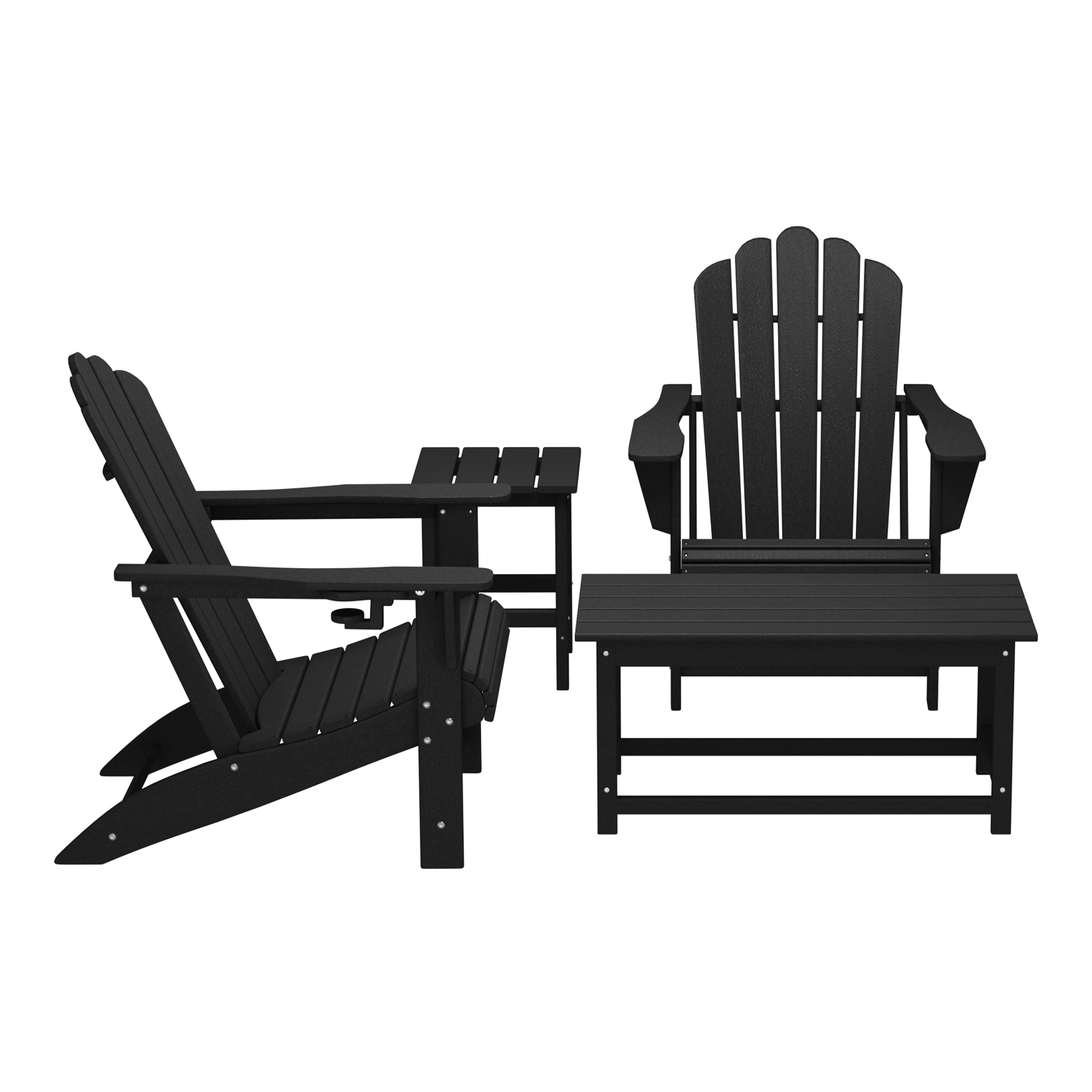 Lakeview 4-Piece Adirondack Chairs with Cup Holders and Table Set