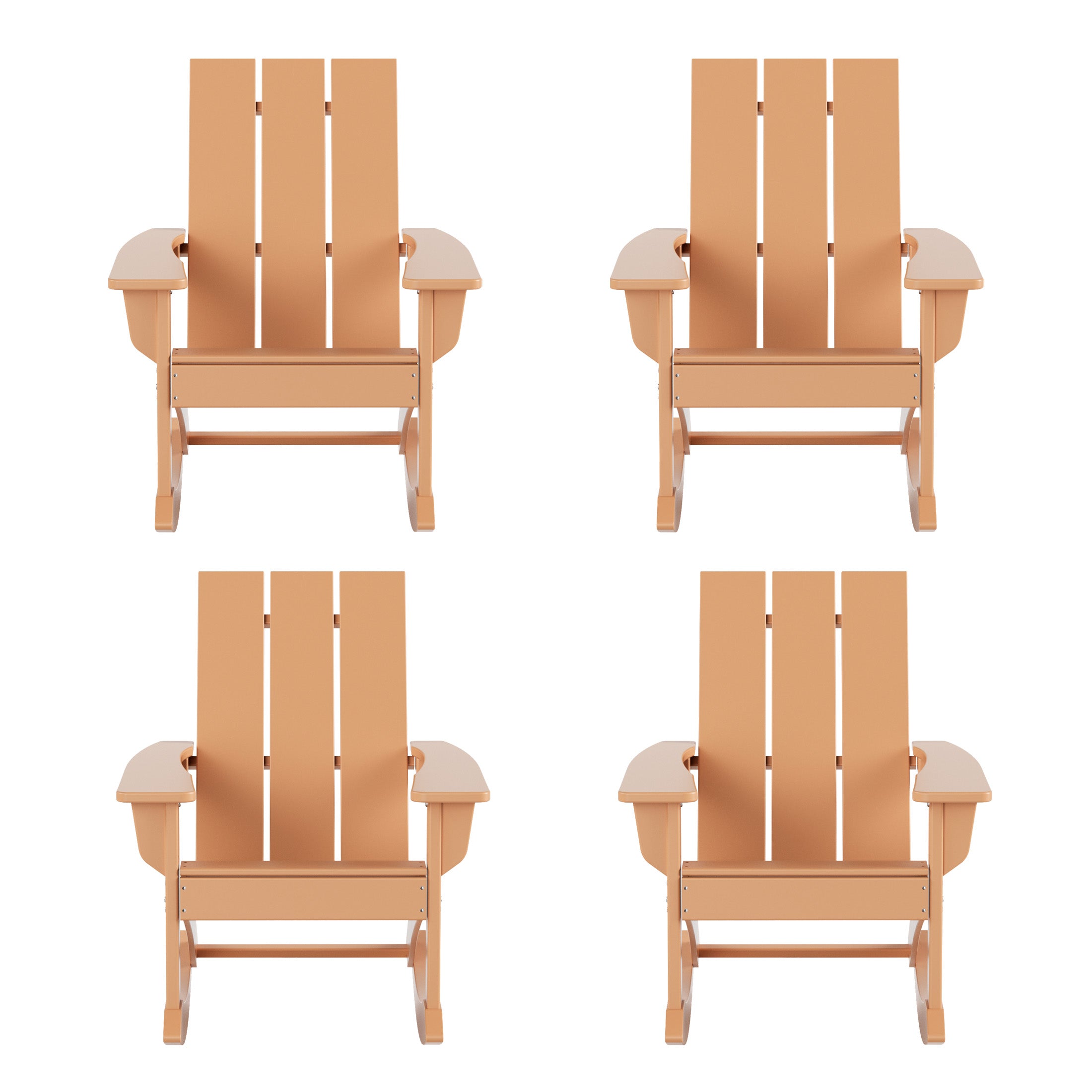 Palms Ashore Outdoor Patio Modern Adirondack Rocking Chair (Set of 4)