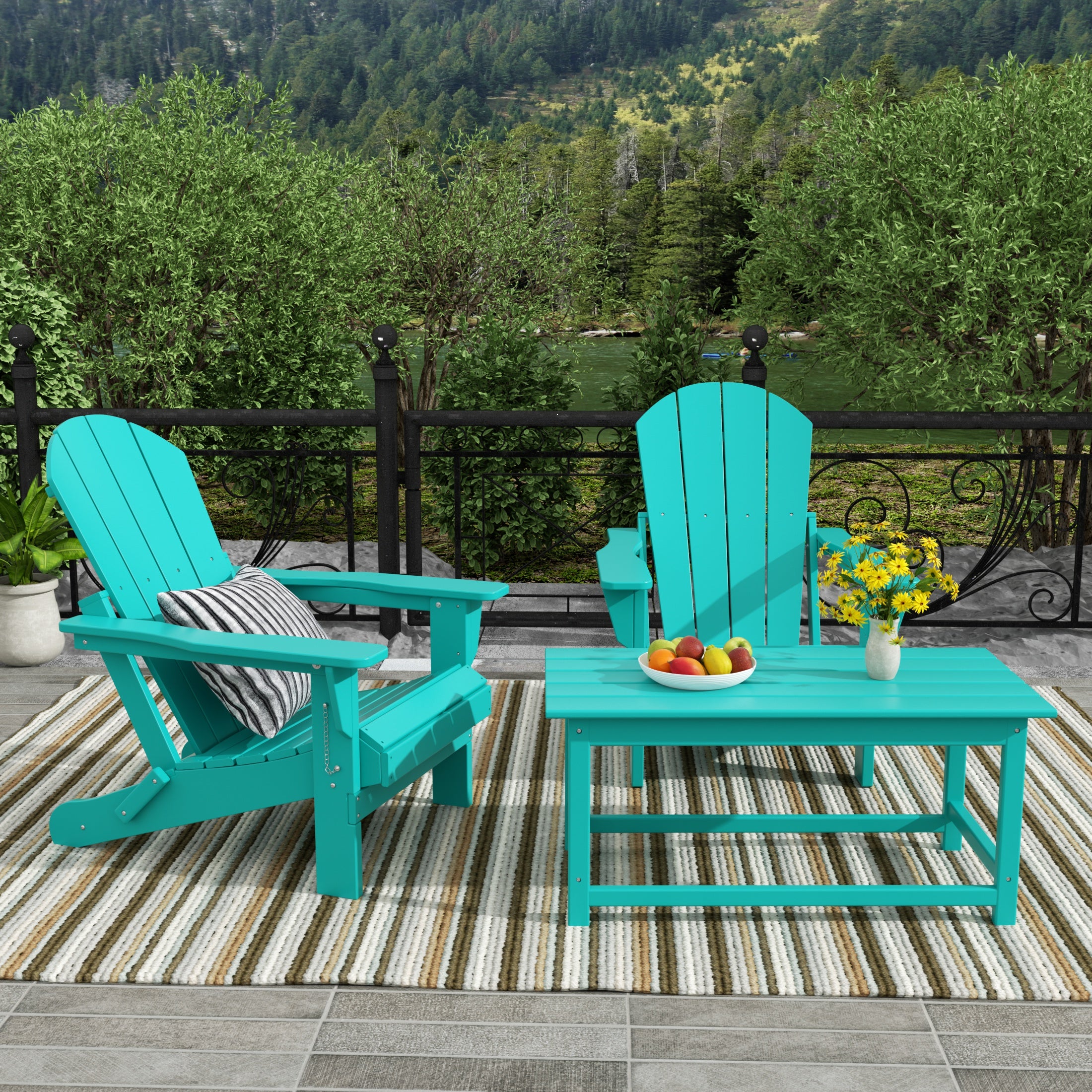 Paradise Westintrends 3-Piece set Outdoor / Patio Poly Adirondack chair set with a Coffee table ( 2 seater )