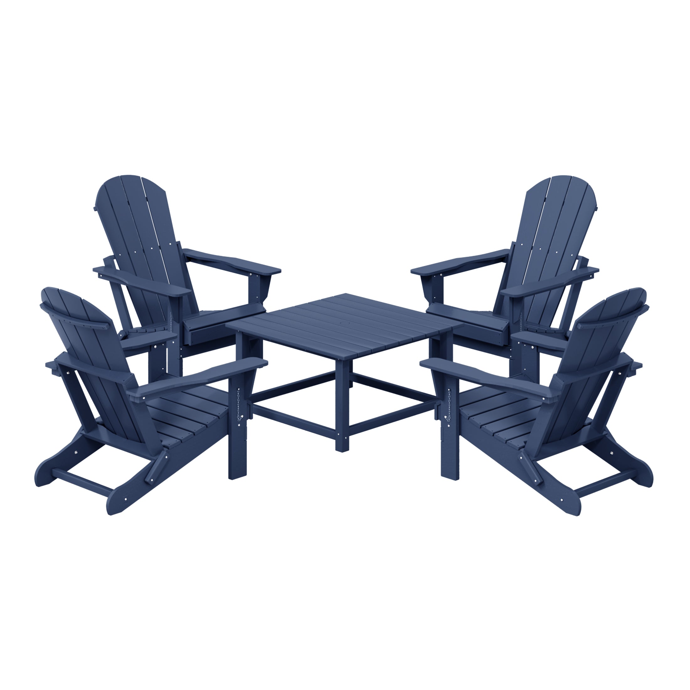 Paradise 5-Piece HDPE Adirondack Chair Outdoor Patio Square Table Conversation Set