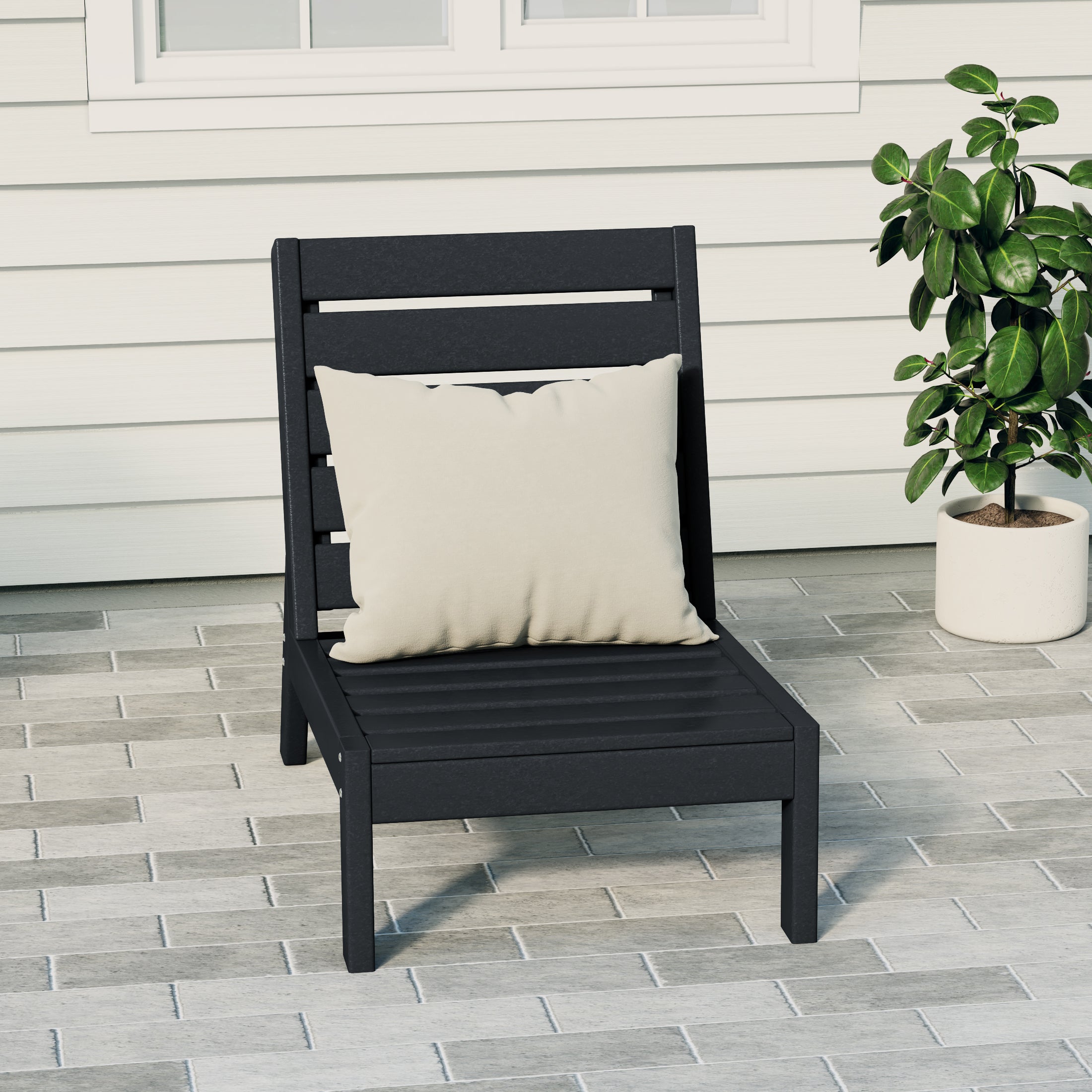 Portsmouth HDPE Deep Seating Armless Modular Outdoor Patio Chair