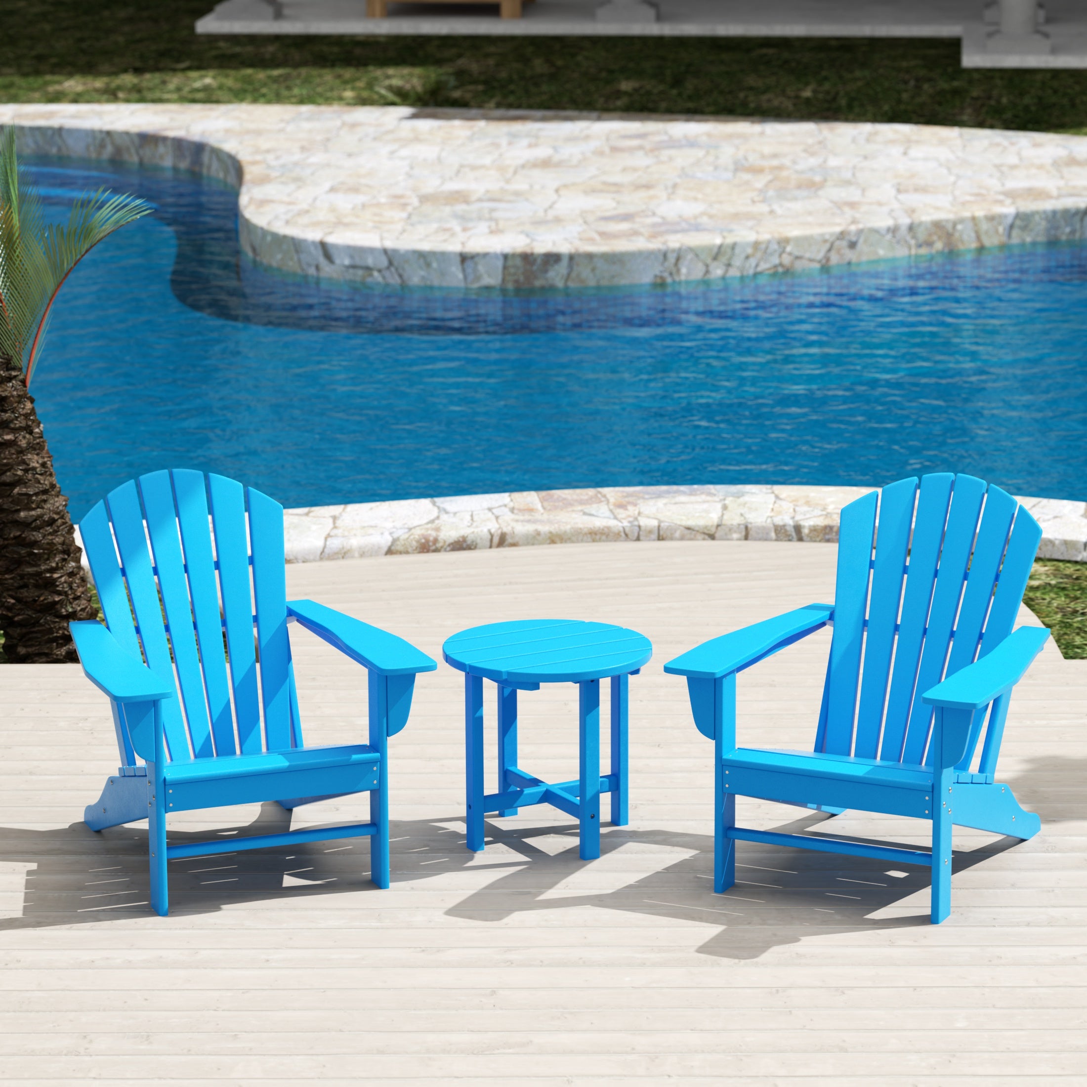 Portside Dylan 3-Piece Outdoor Adirondack Chair with Side Table Set