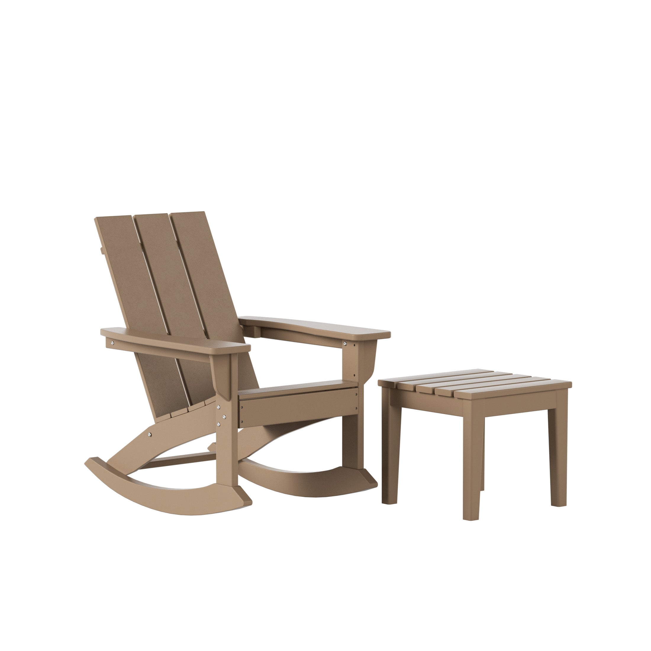 Palms WestinTrends 2-Pieces Set Modern Plastic Outdoor Rocking Chair with Square Side Table