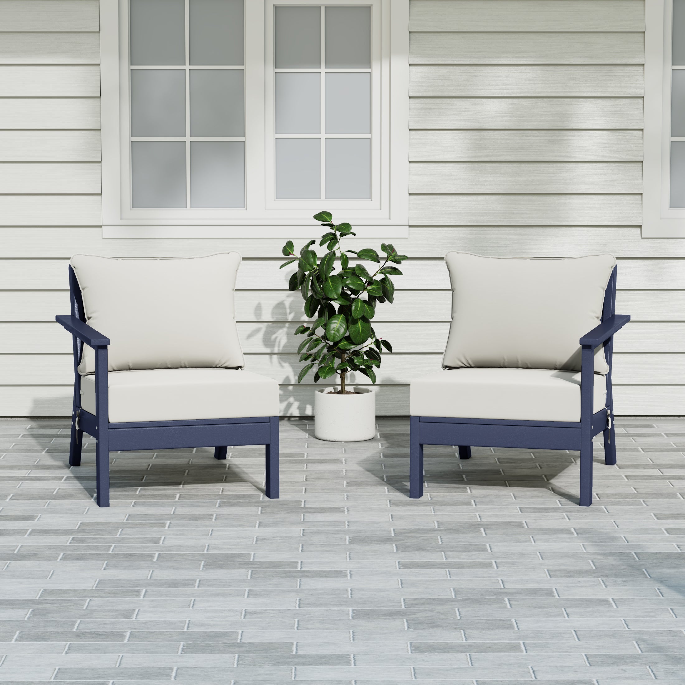 Portsmouth Outdoor Patio HDPE Loveseat Sofa with Patio Cushions