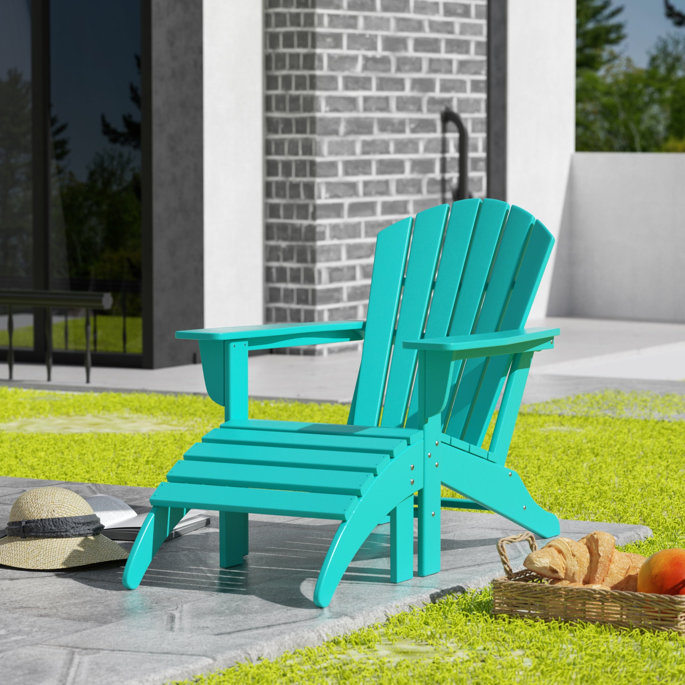 Portside Outdoor Adirondack Chair With Ottoman 2-Piece Set