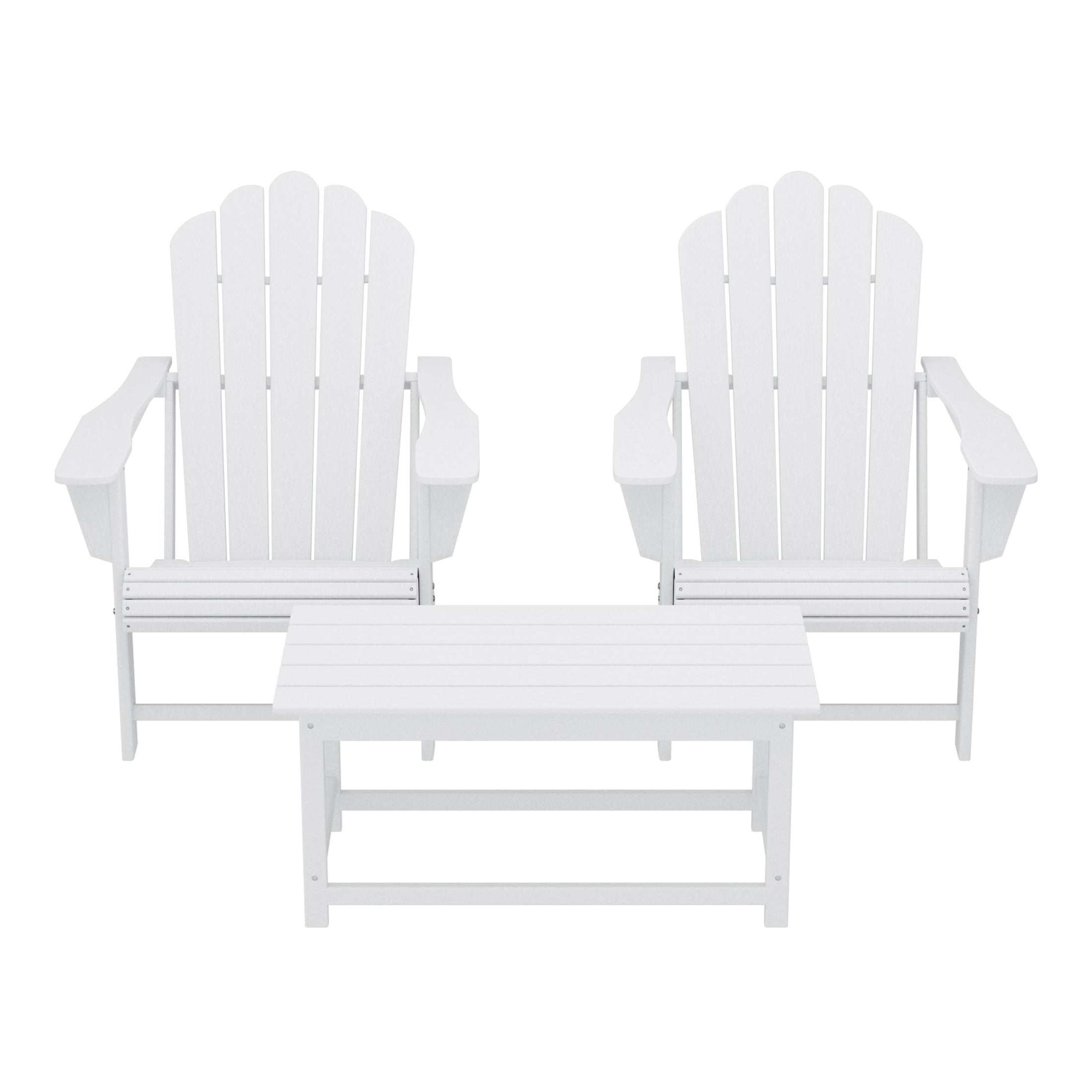 Lakeview 3-Piece Adirondack Chairs with Cup Holders and Coffee Table Set