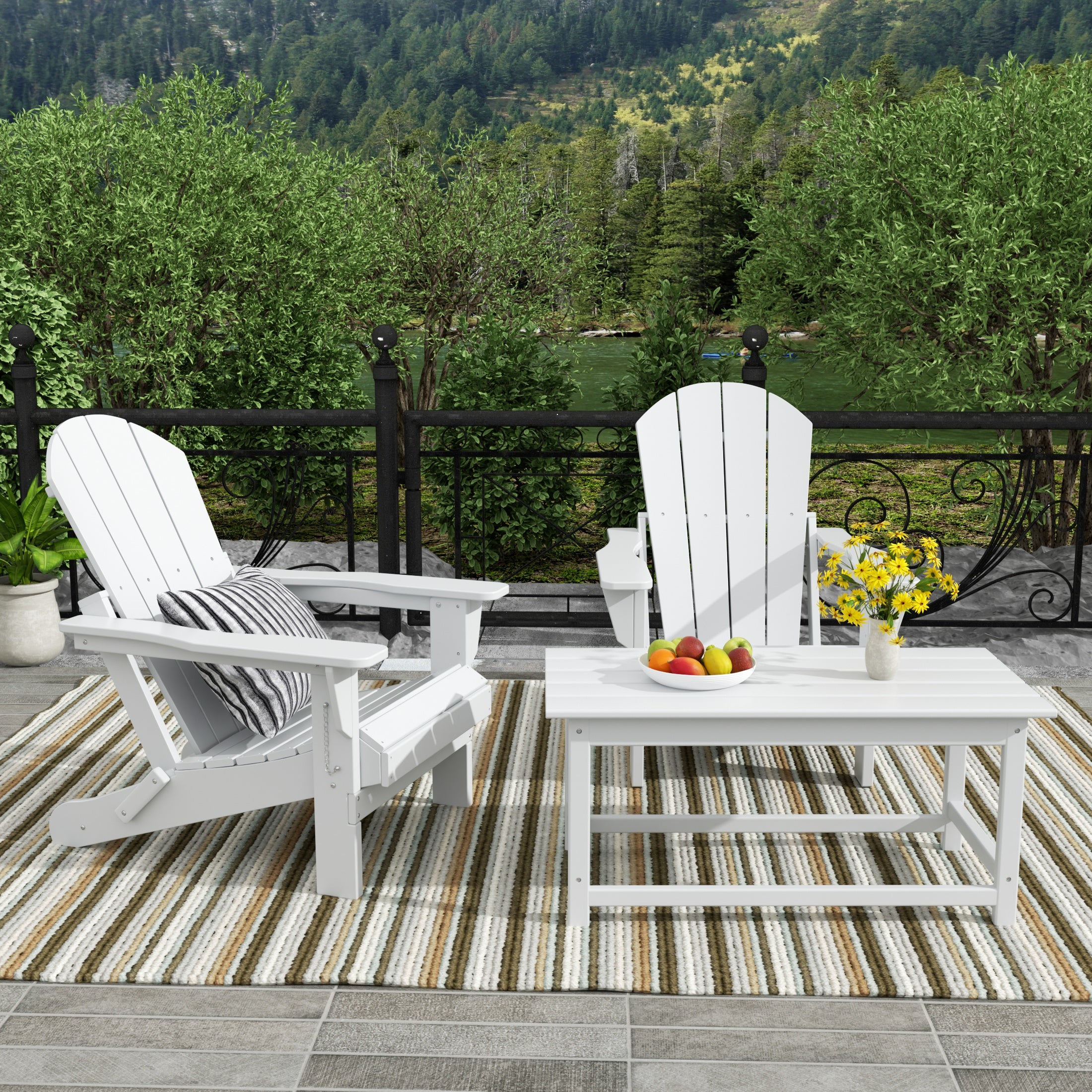 Paradise Westintrends 3-Piece set Outdoor / Patio Poly Adirondack chair set with a Coffee table ( 2 seater )