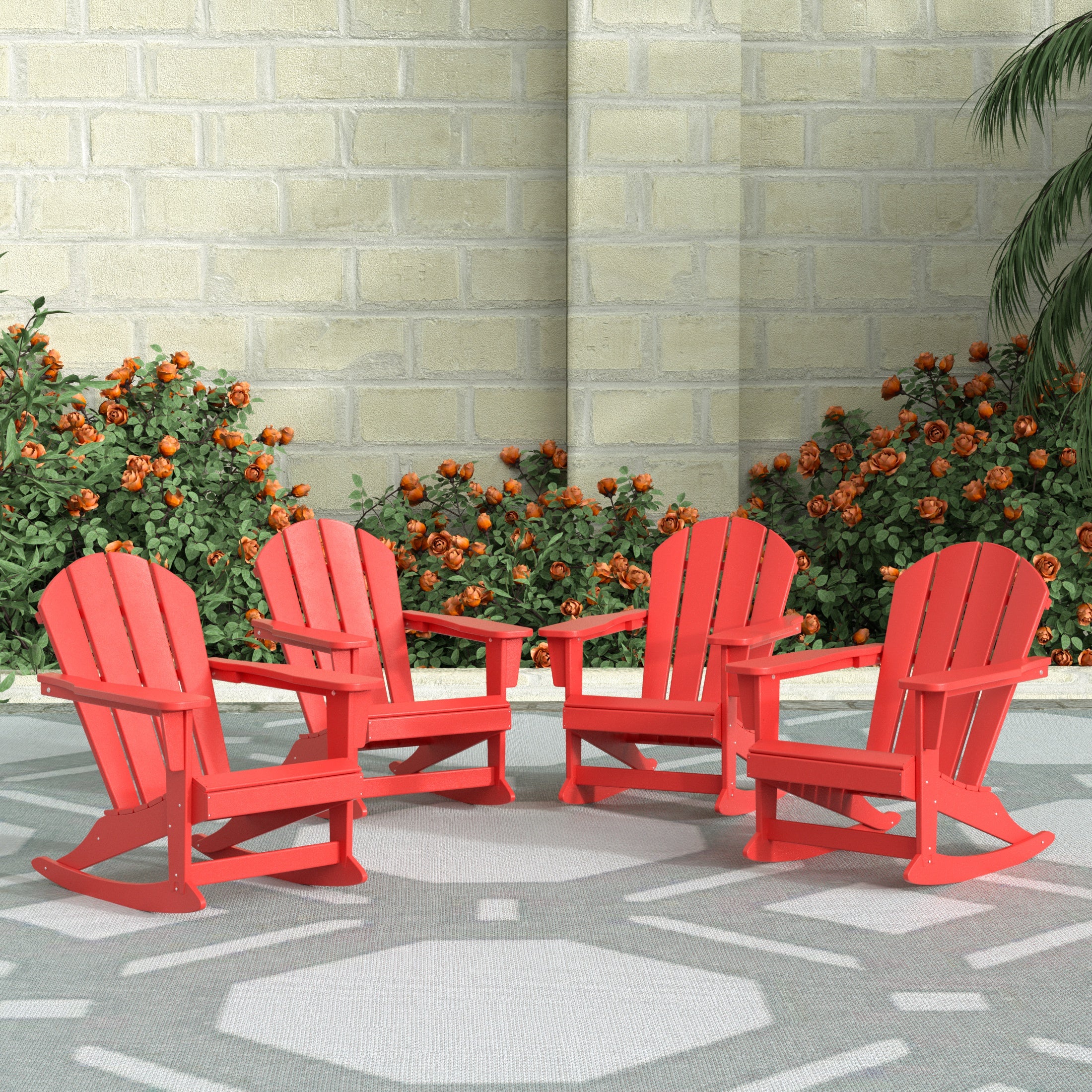 Paradise Malibu Outdoor Patio Porch Rocking Adirondack Chair (Set of 4)