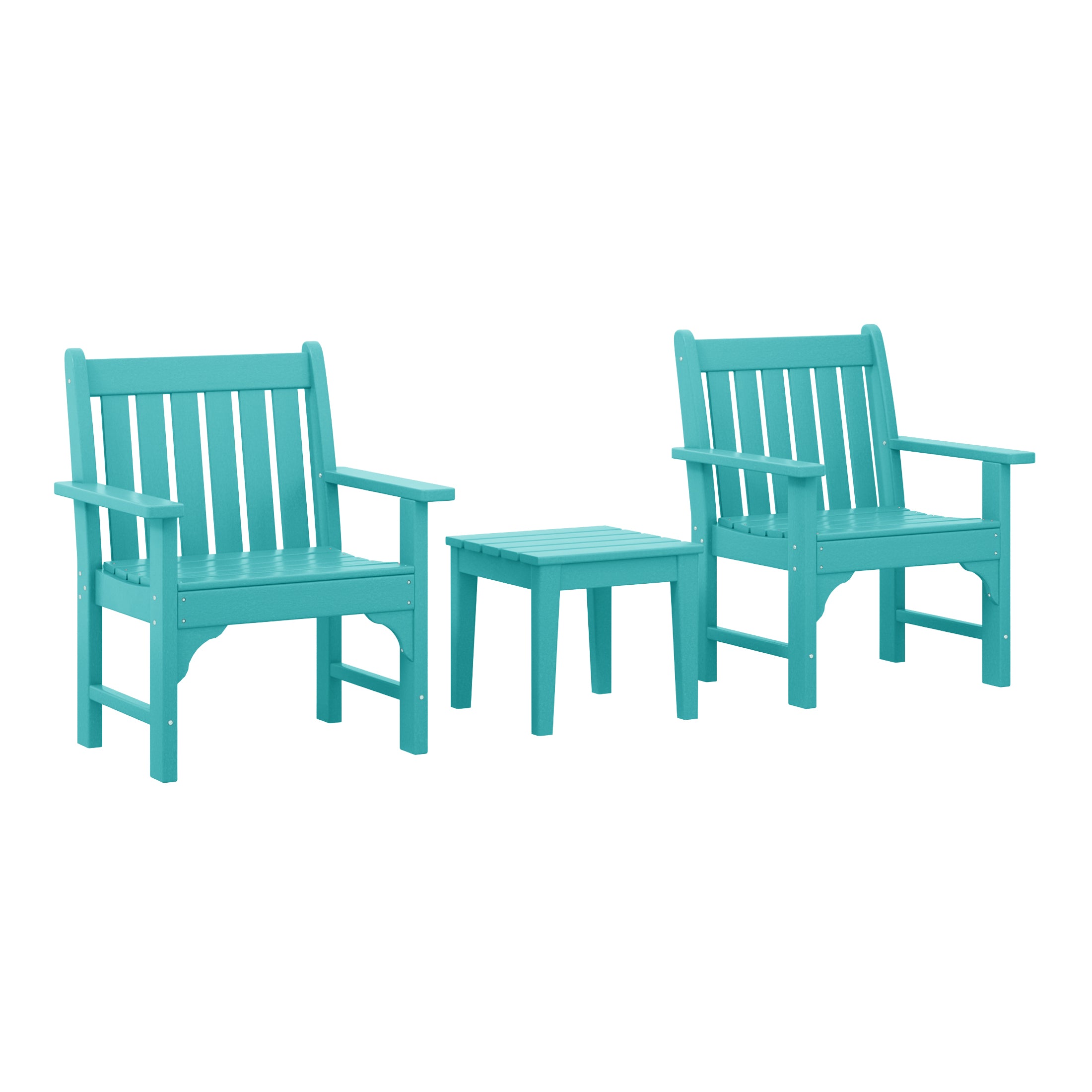 Paradise Outdoor Patio 3-Piece HDPE Adirondack Garden Chairs with Square Adirondack Side Table Set