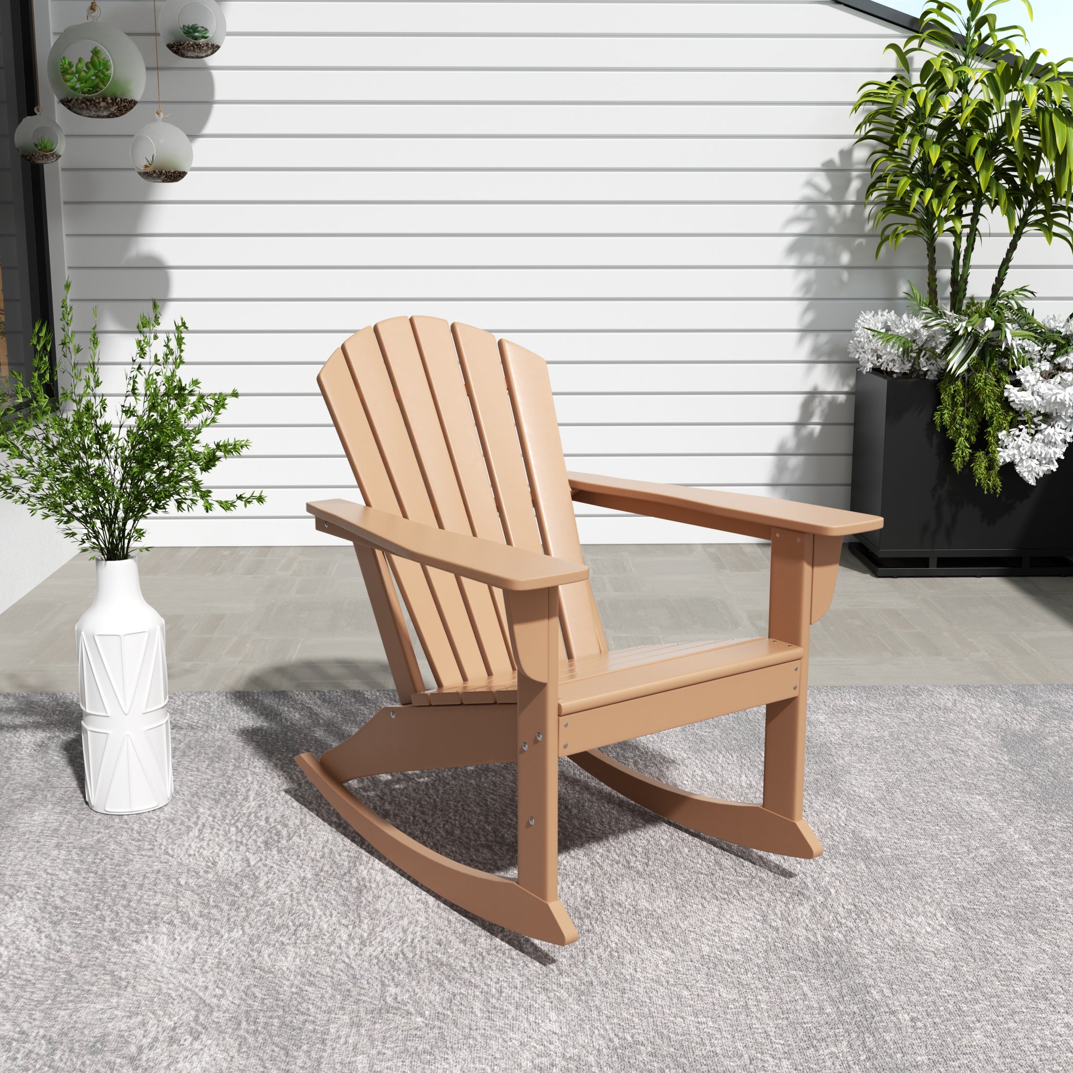 Portside Dylan Outdoor Patio Poly Plastic Adirondack Rocking Chair