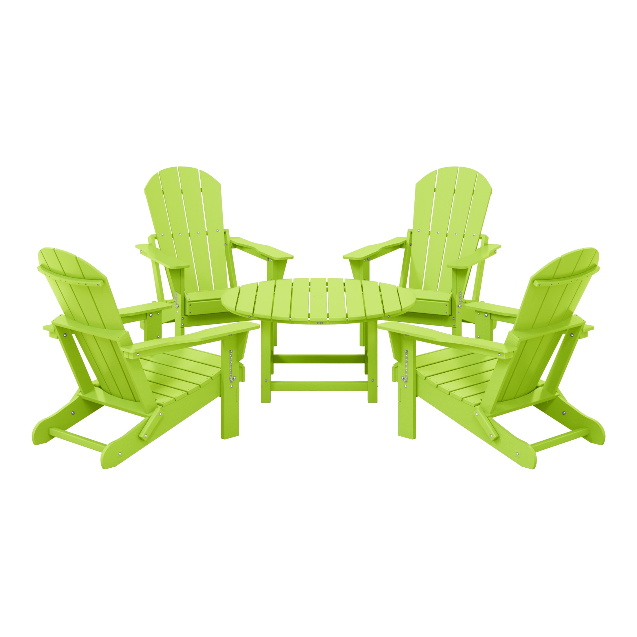 Paradise 5-Piece HDPE Folding Adirondack Chair Outdoor Patio Conversation Set