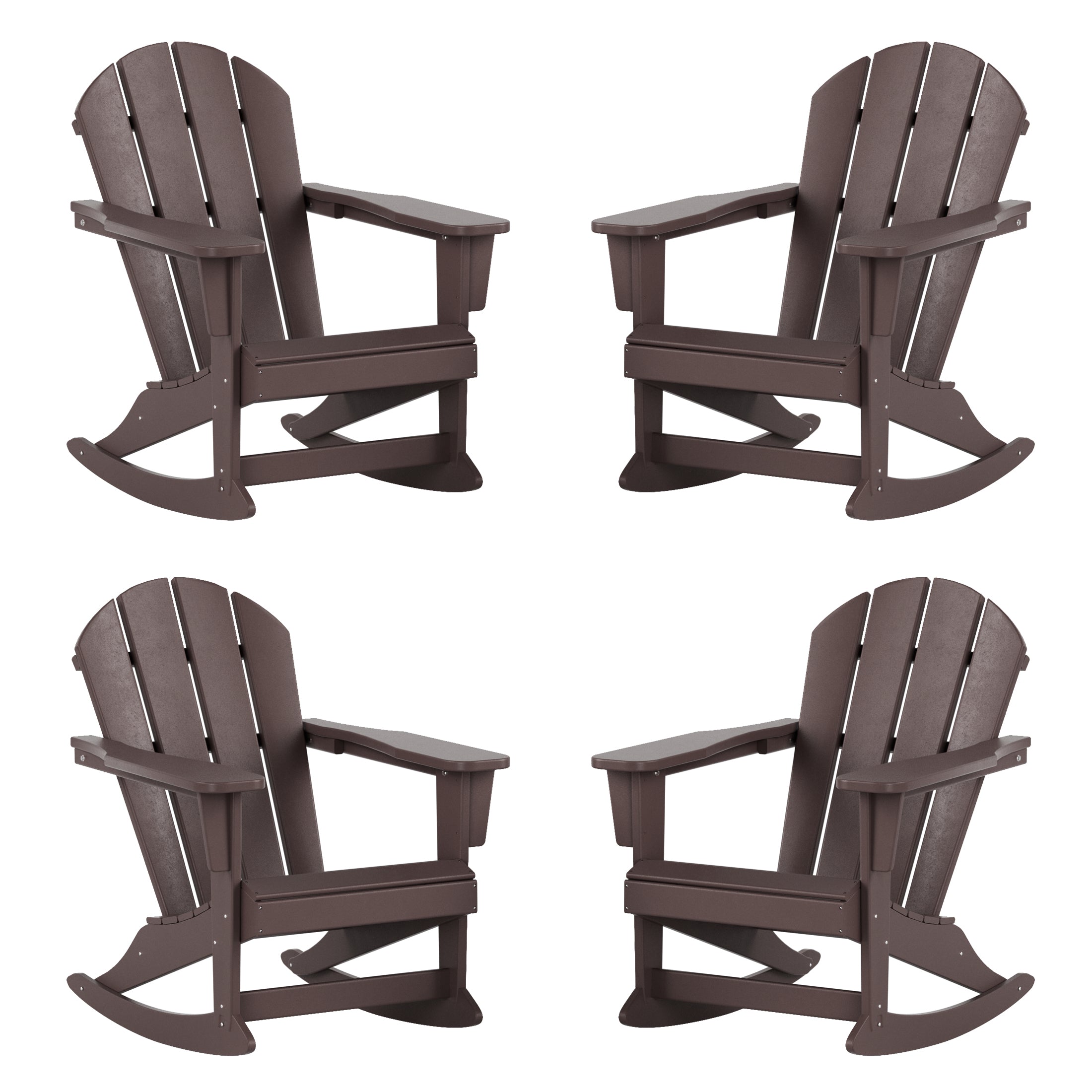 Paradise Malibu Outdoor Patio Porch Rocking Adirondack Chair (Set of 4)