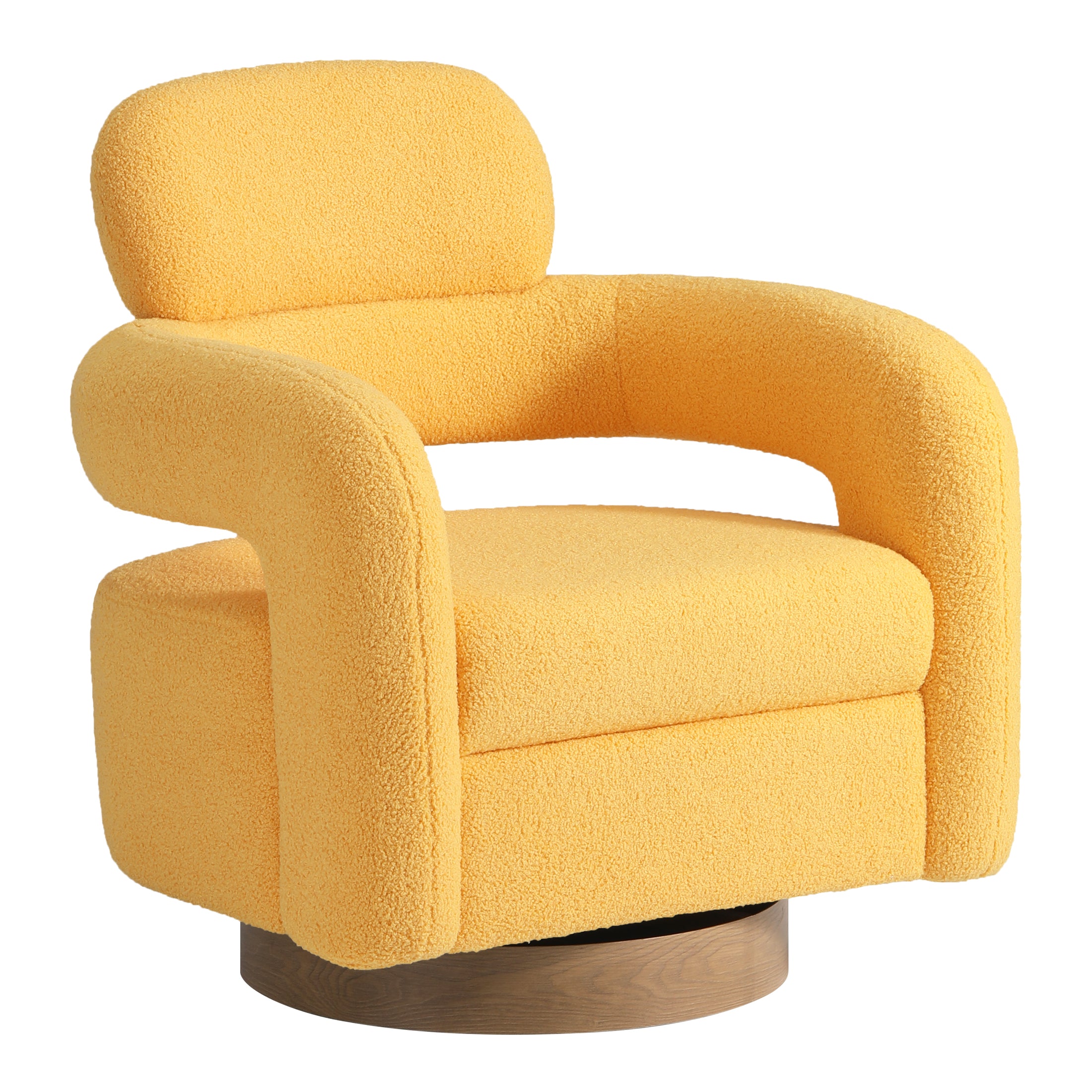 Celine Mid-Century Modern Sherpa Swivel Barrel Accent Chair With Round Storage Ottoman