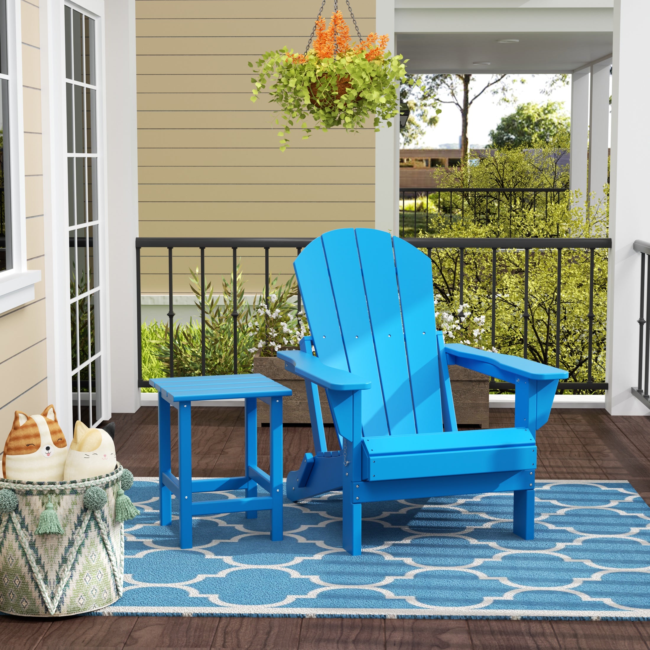 Paradise Westintrends 2 piece set outdoor folding Poly Adirondack chair with side table