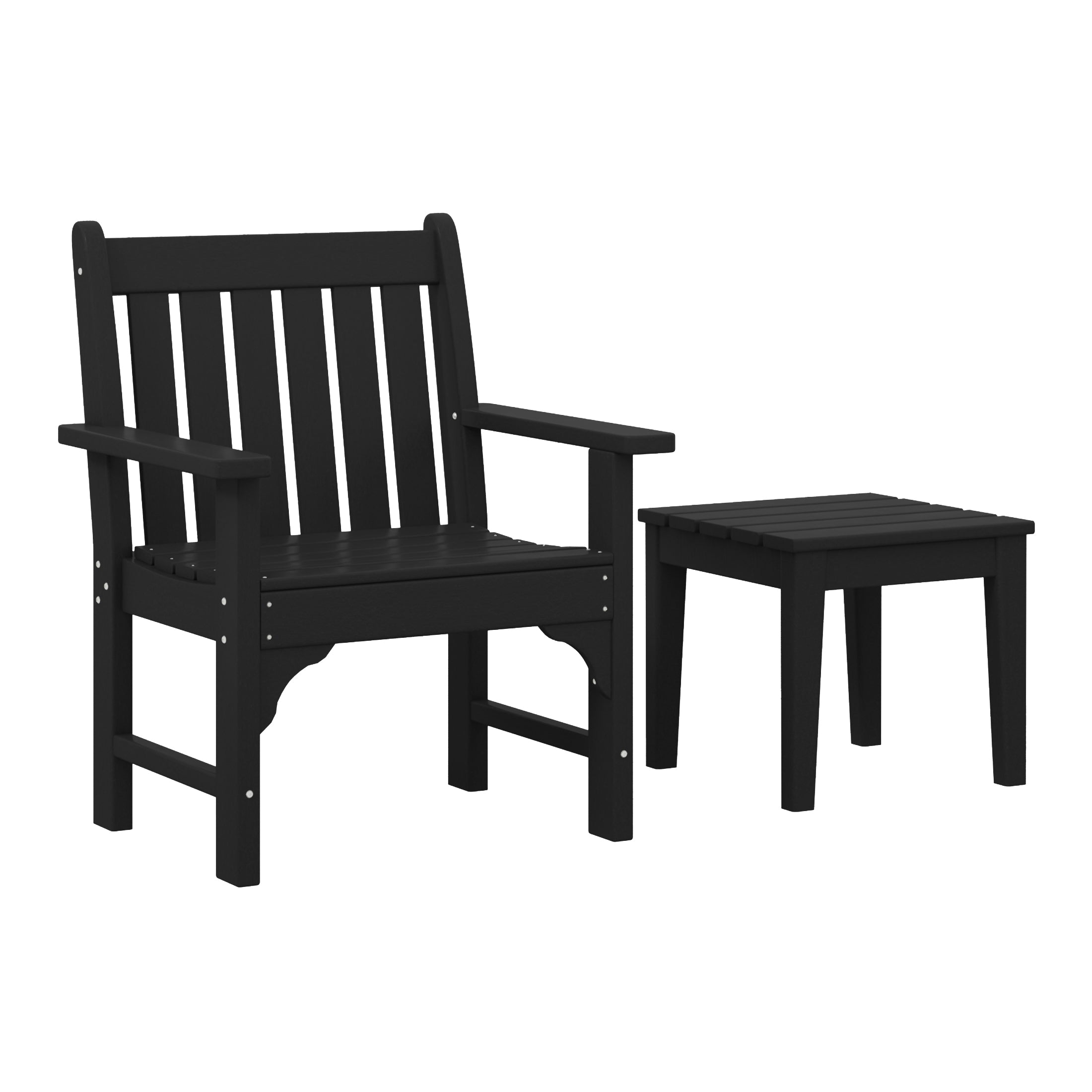 Paradise Outdoor Patio 2-Piece HDPE Adirondack Garden Chair with Square Adirondack Side Table Set