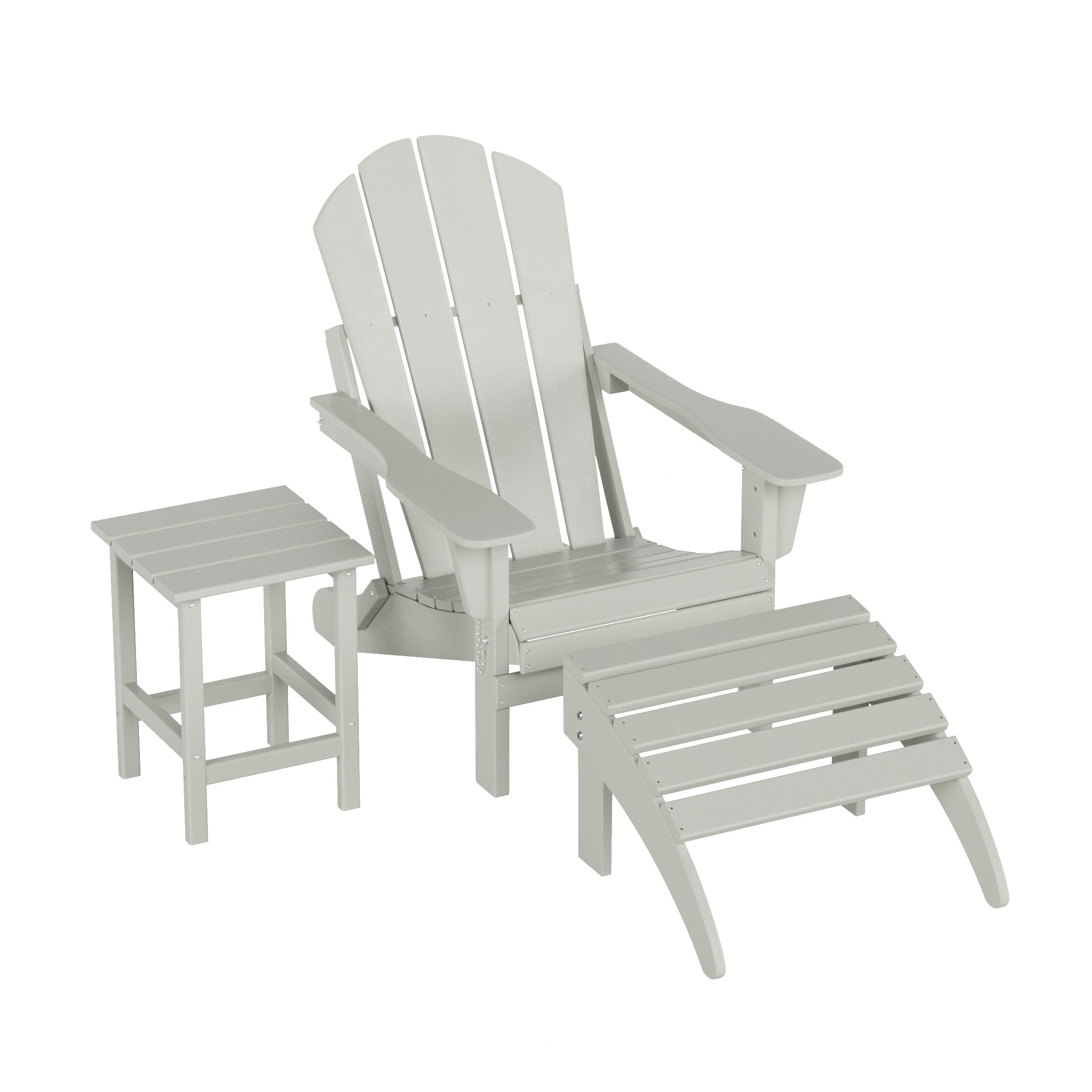 Paradise Westintrends 3-Piece set classic Adirondack chair with ottoman and a small coffee table (1 seater)