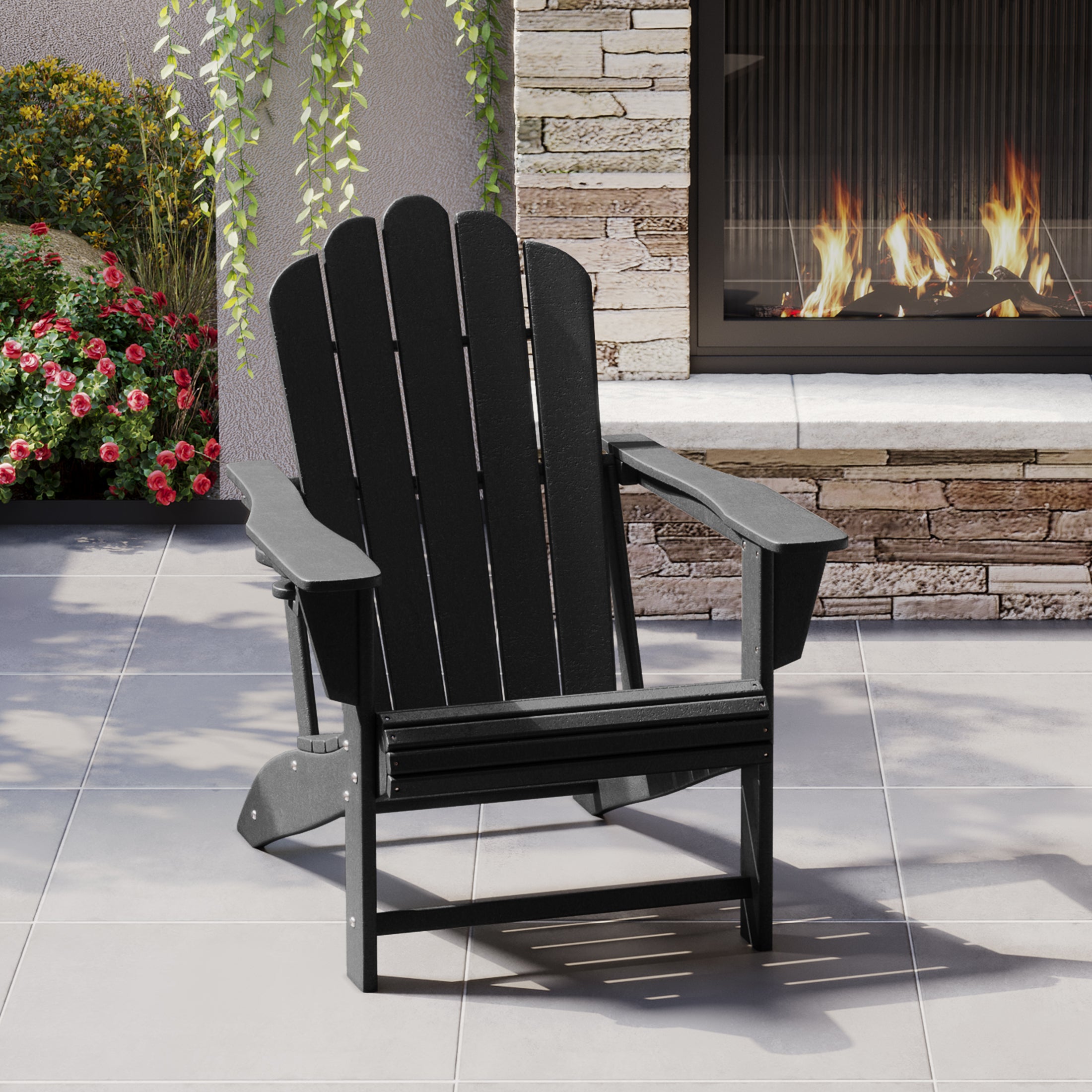 Lakeview Outdoor Patio HDPE Adirondack Chair With Cup Holder