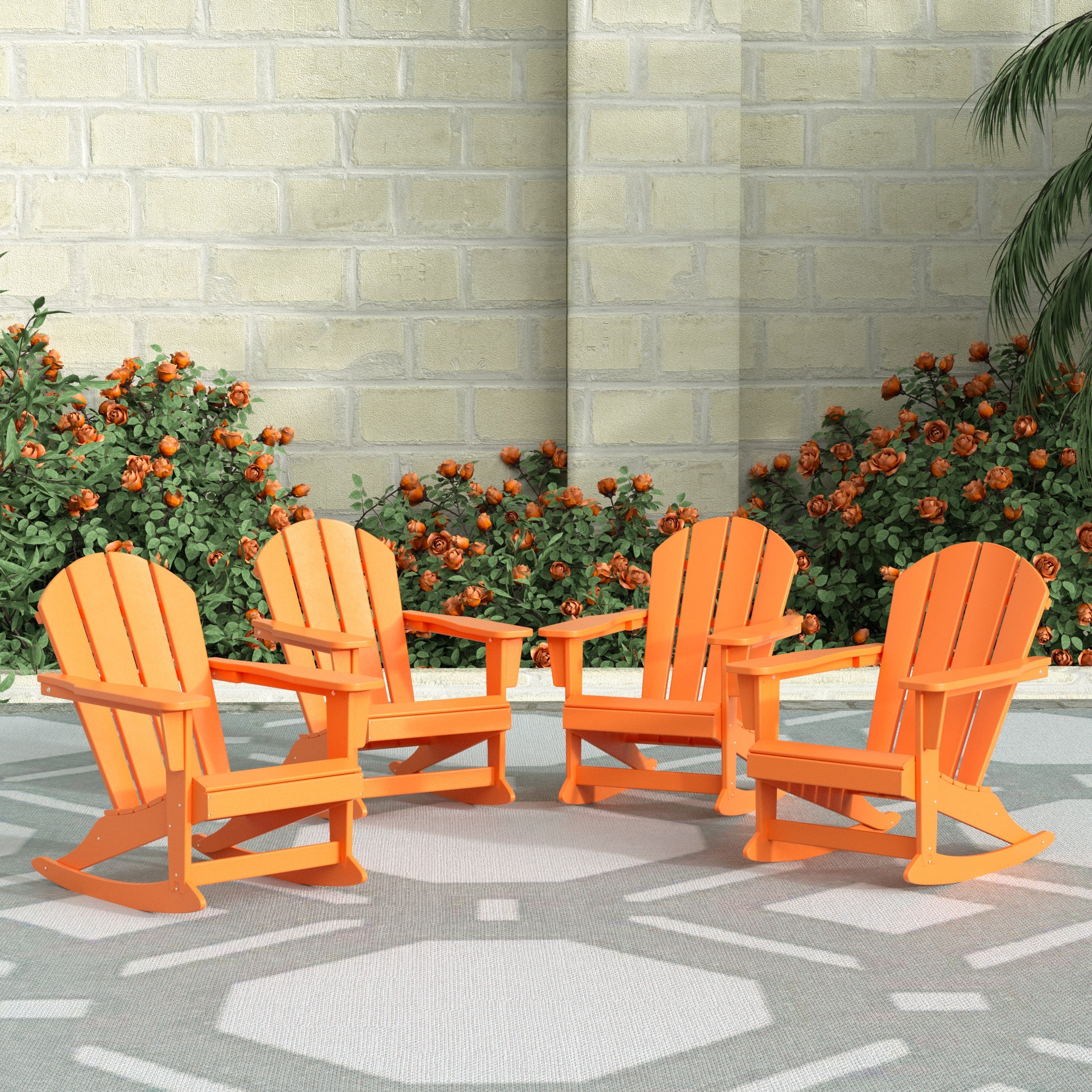 Paradise Malibu Outdoor Patio Porch Rocking Adirondack Chair (Set of 4)