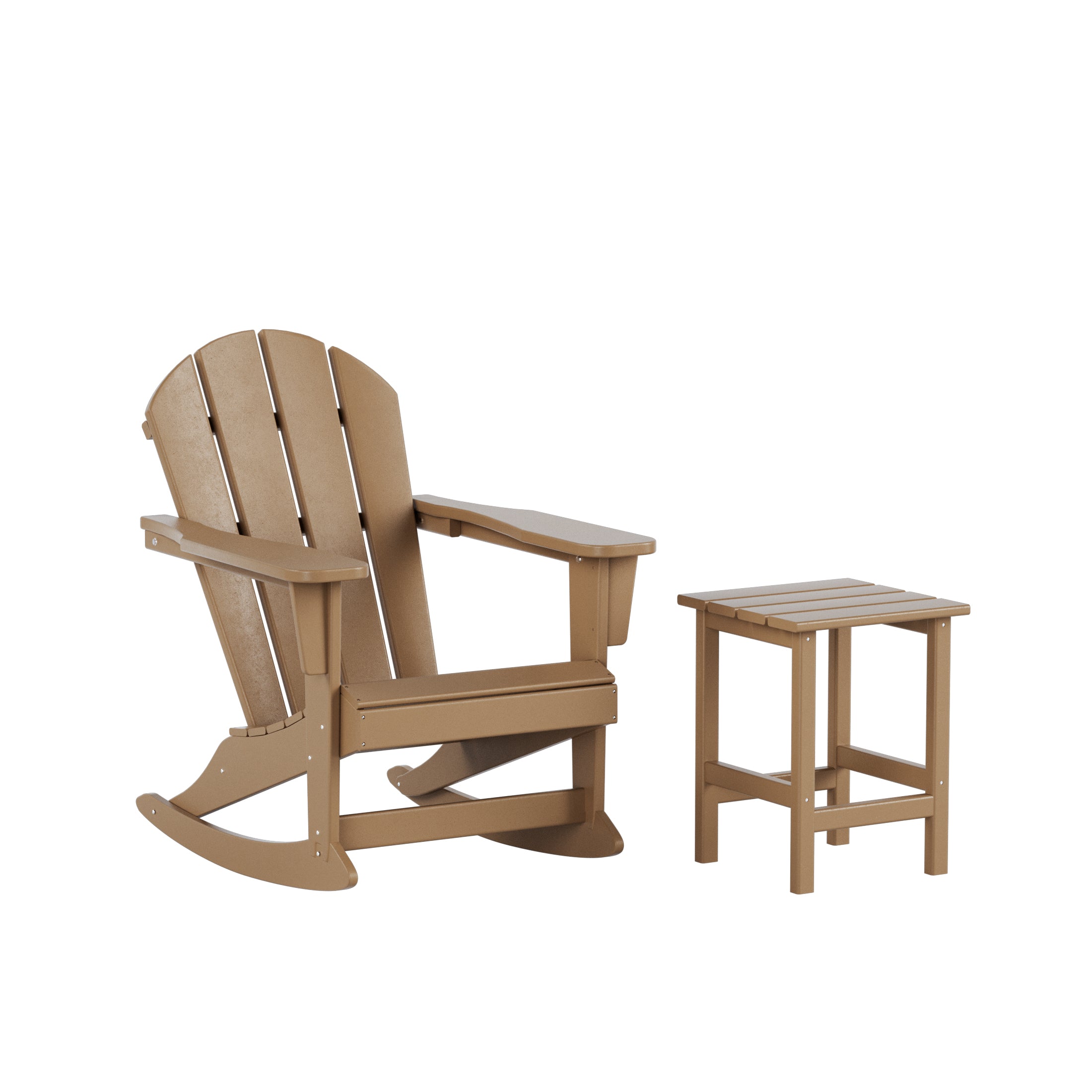 Paradise Malibu Outdoor Patio Rocking Adirondack Chairs with Side Table Set