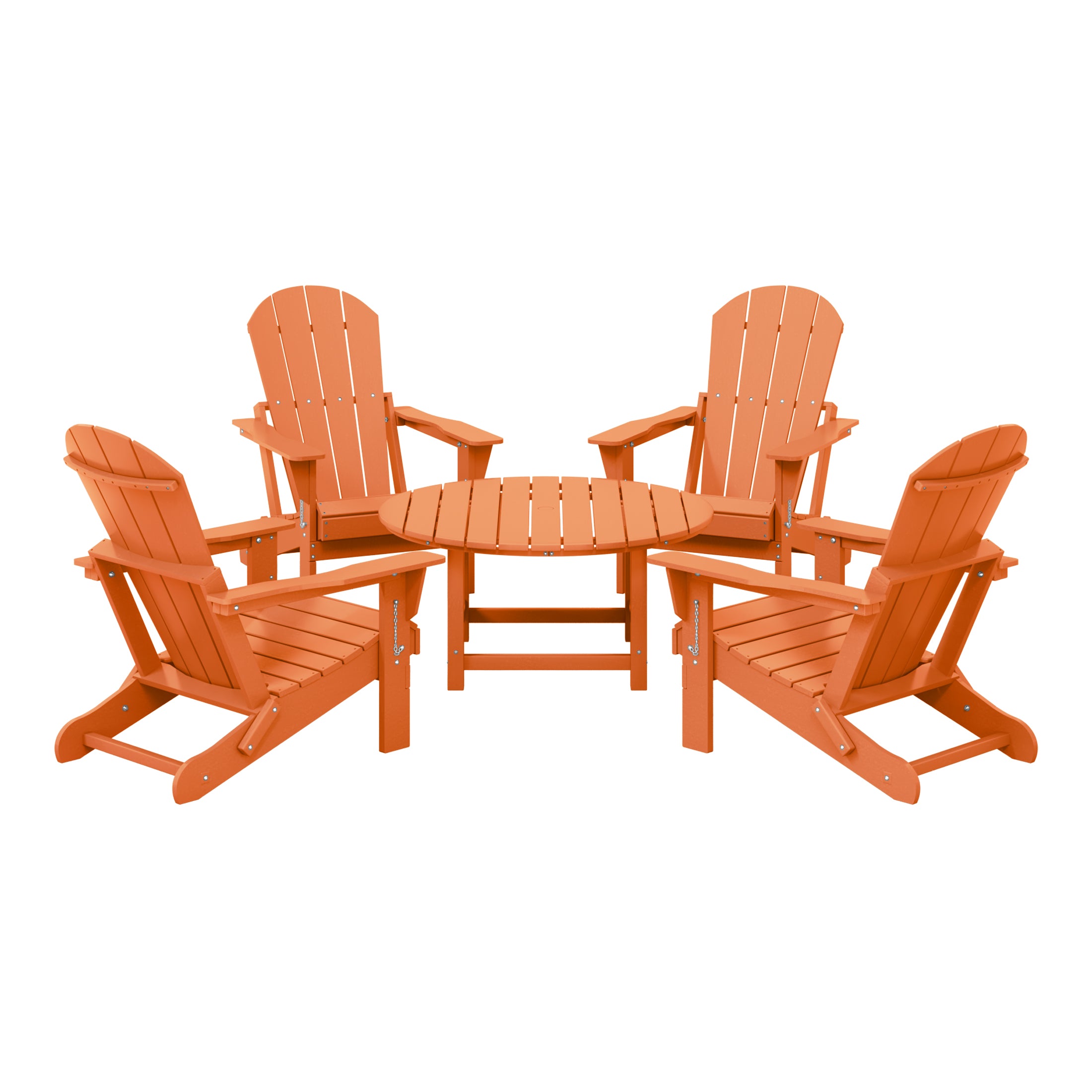 Paradise 5-Piece HDPE Folding Adirondack Chair Outdoor Patio Conversation Set