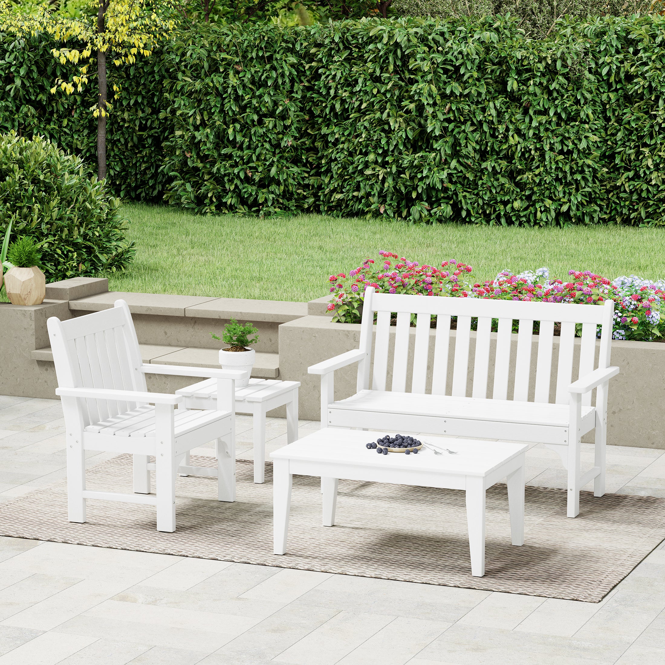 Paradise 4-Piece HDPE Outdoor Patio Furniture Bench Set